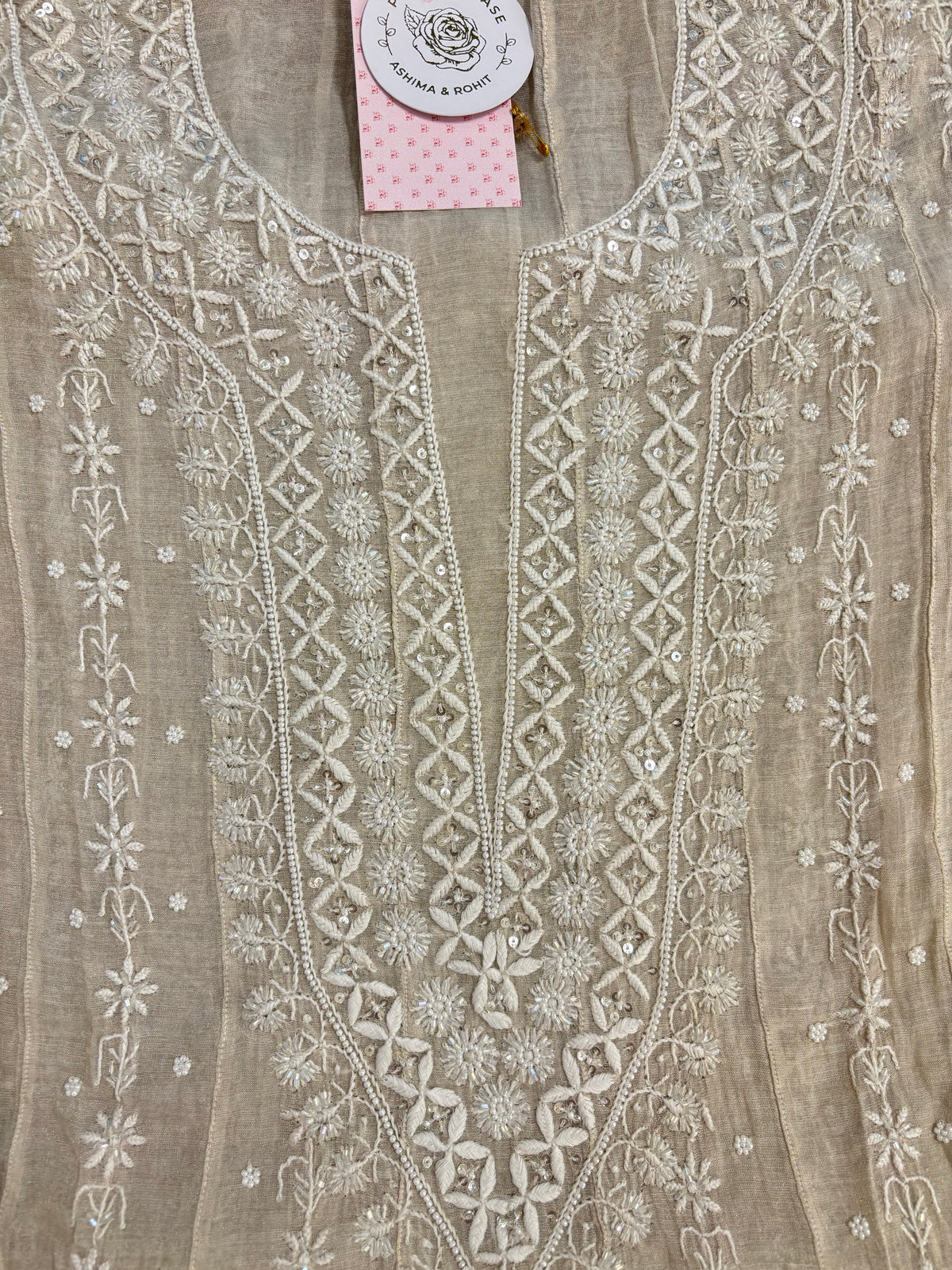 Dyeable Silver Tissue Chikankari Anarkali & Dupatta