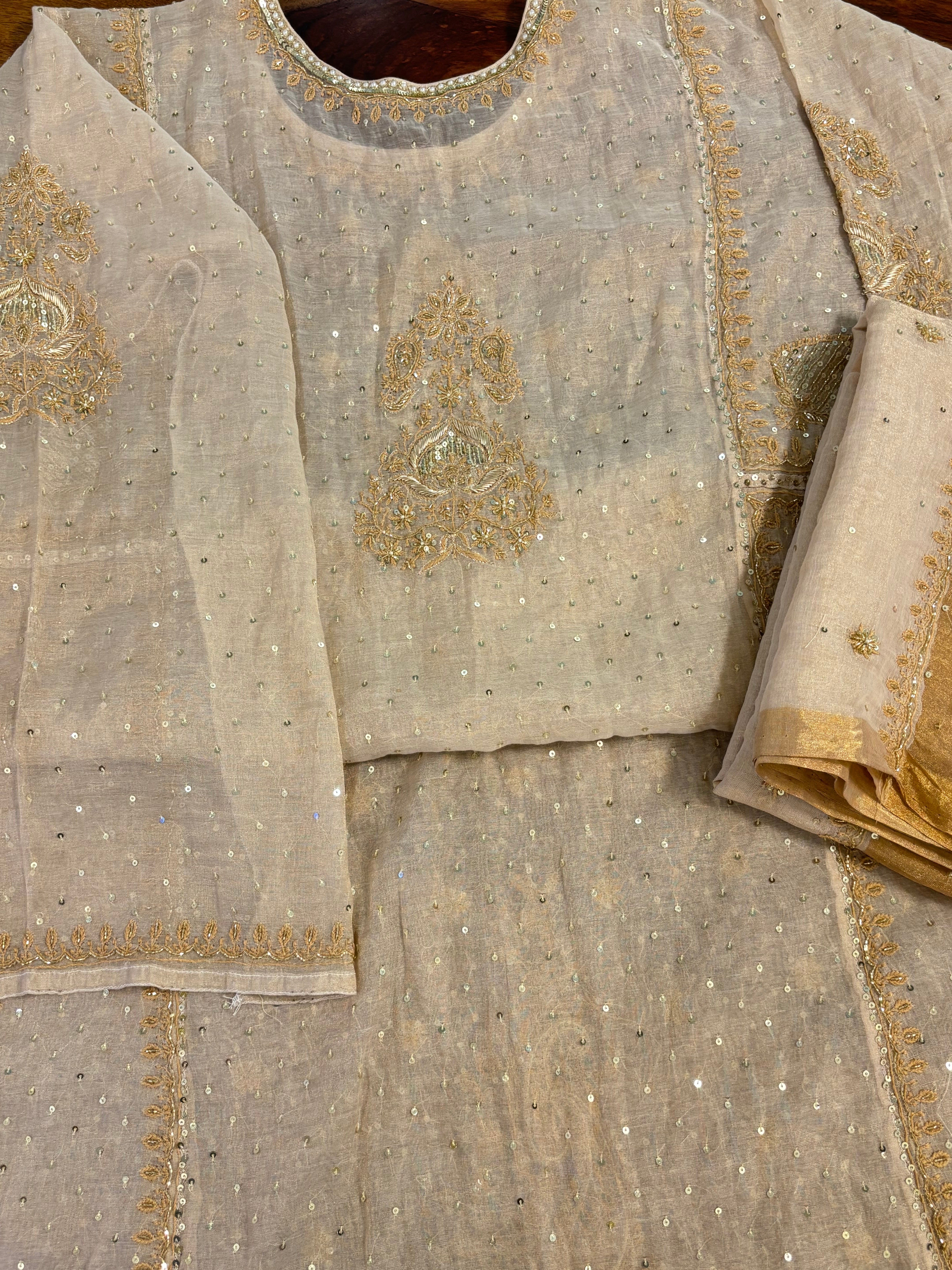 Dyebable Pure Tissue Chikankari A-line Anarkali & Dupatta