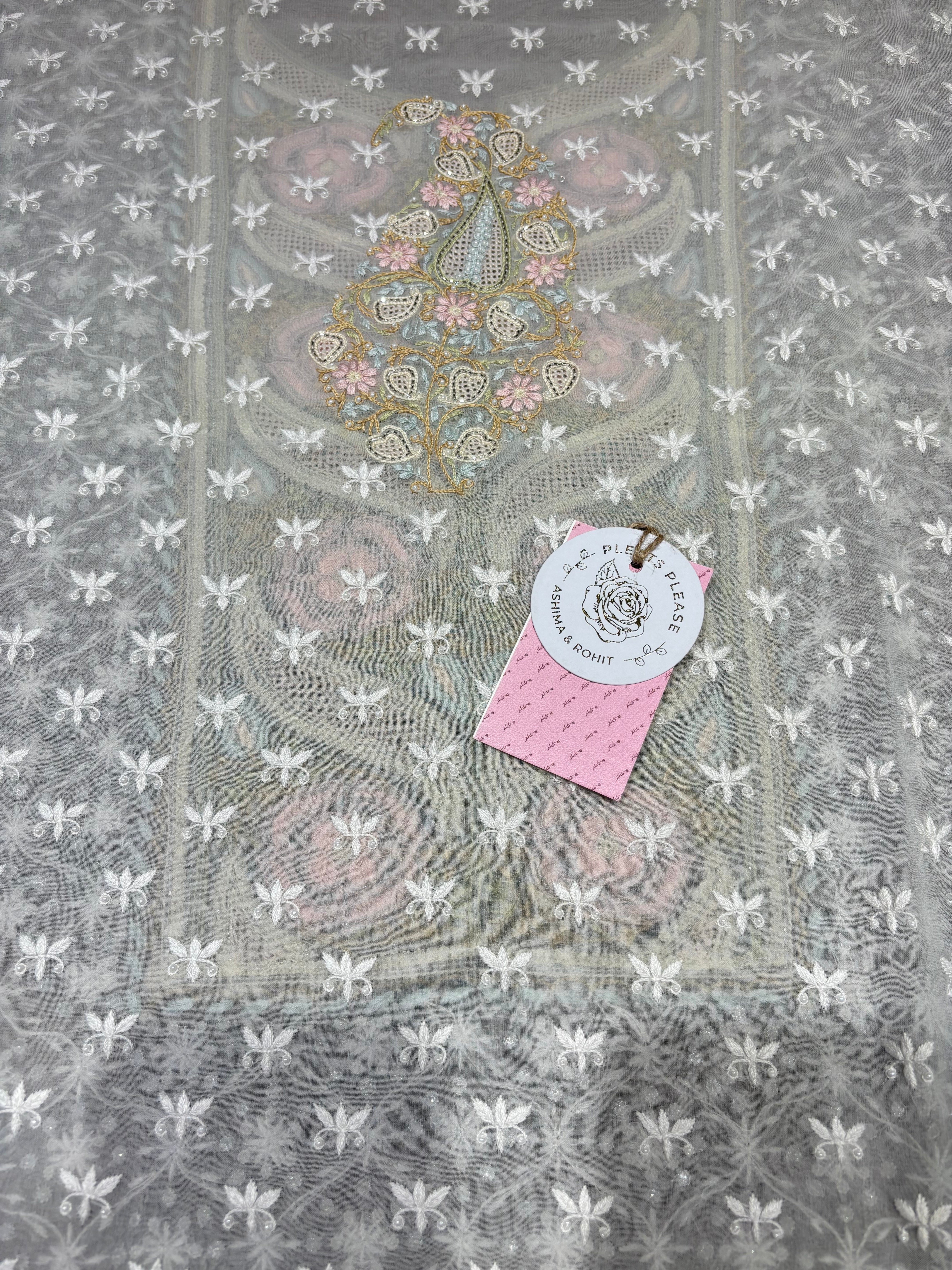 Gray Pure & Premium Georgette Kurta & Dupatta Fabric