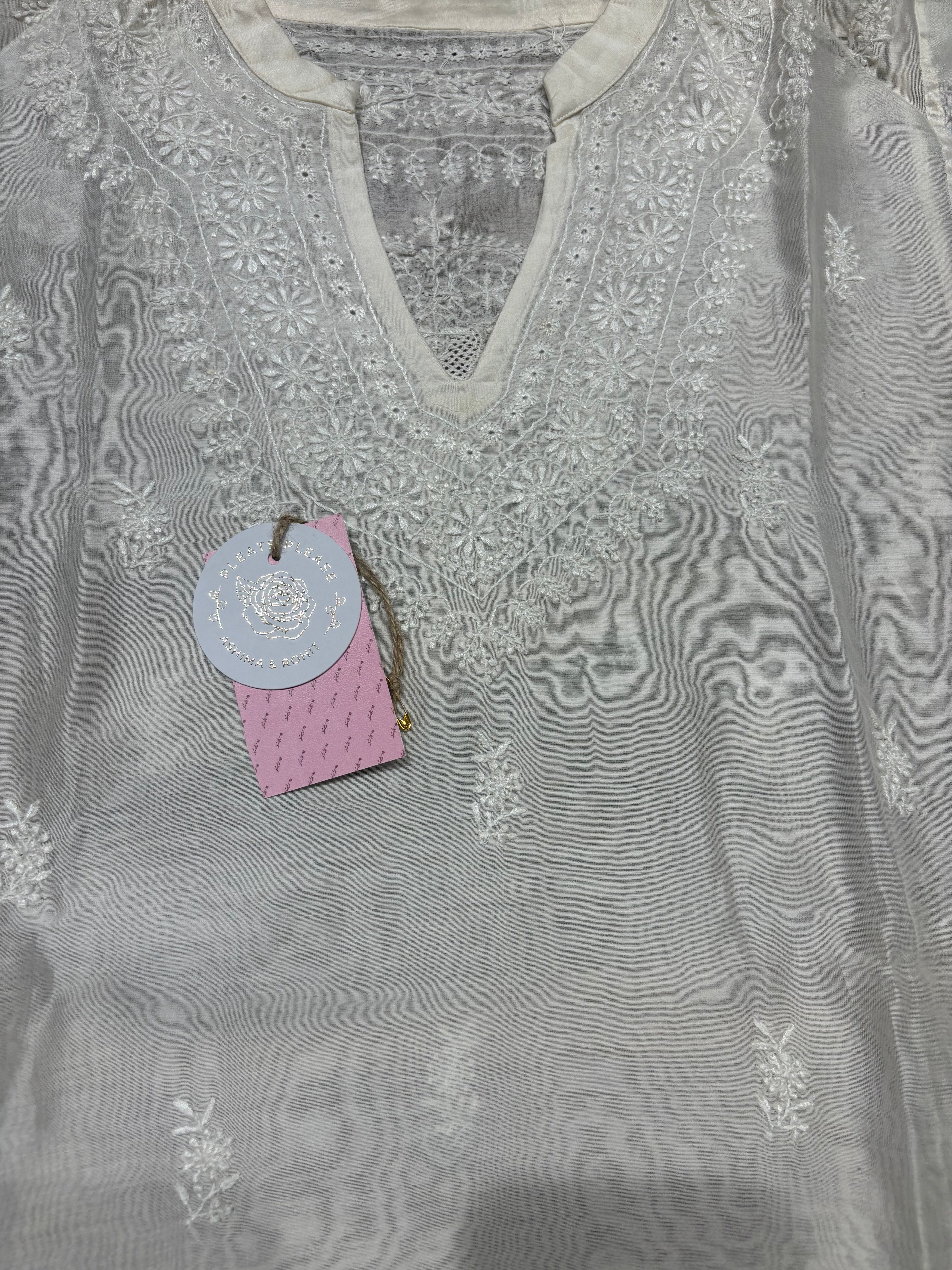 Dyeable Pure and Premium Chanderi Silk Chikankari Choga Kurta