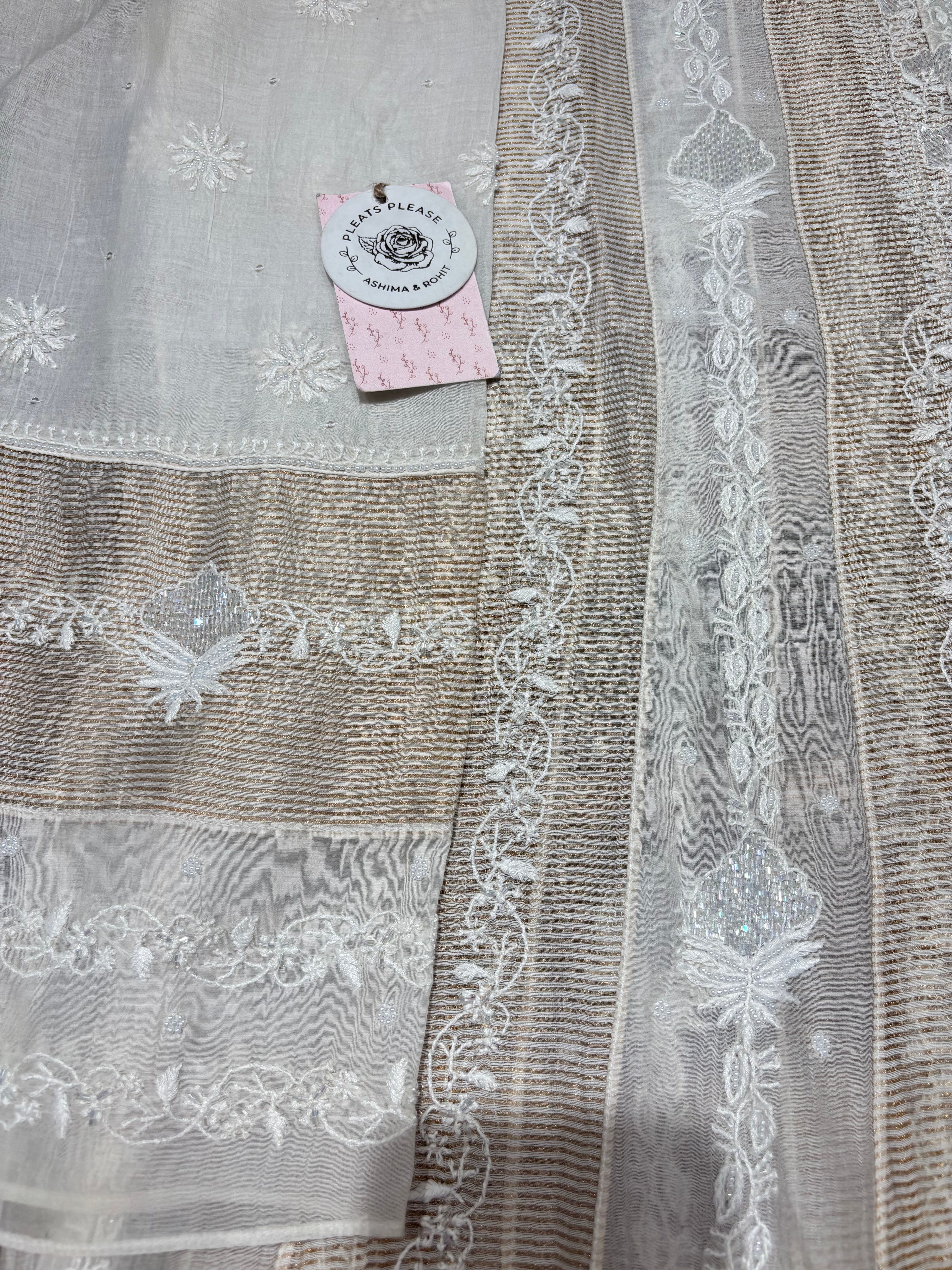 Dyeable Chanderi Silk Chikankari Anarkali & Dupatta Set