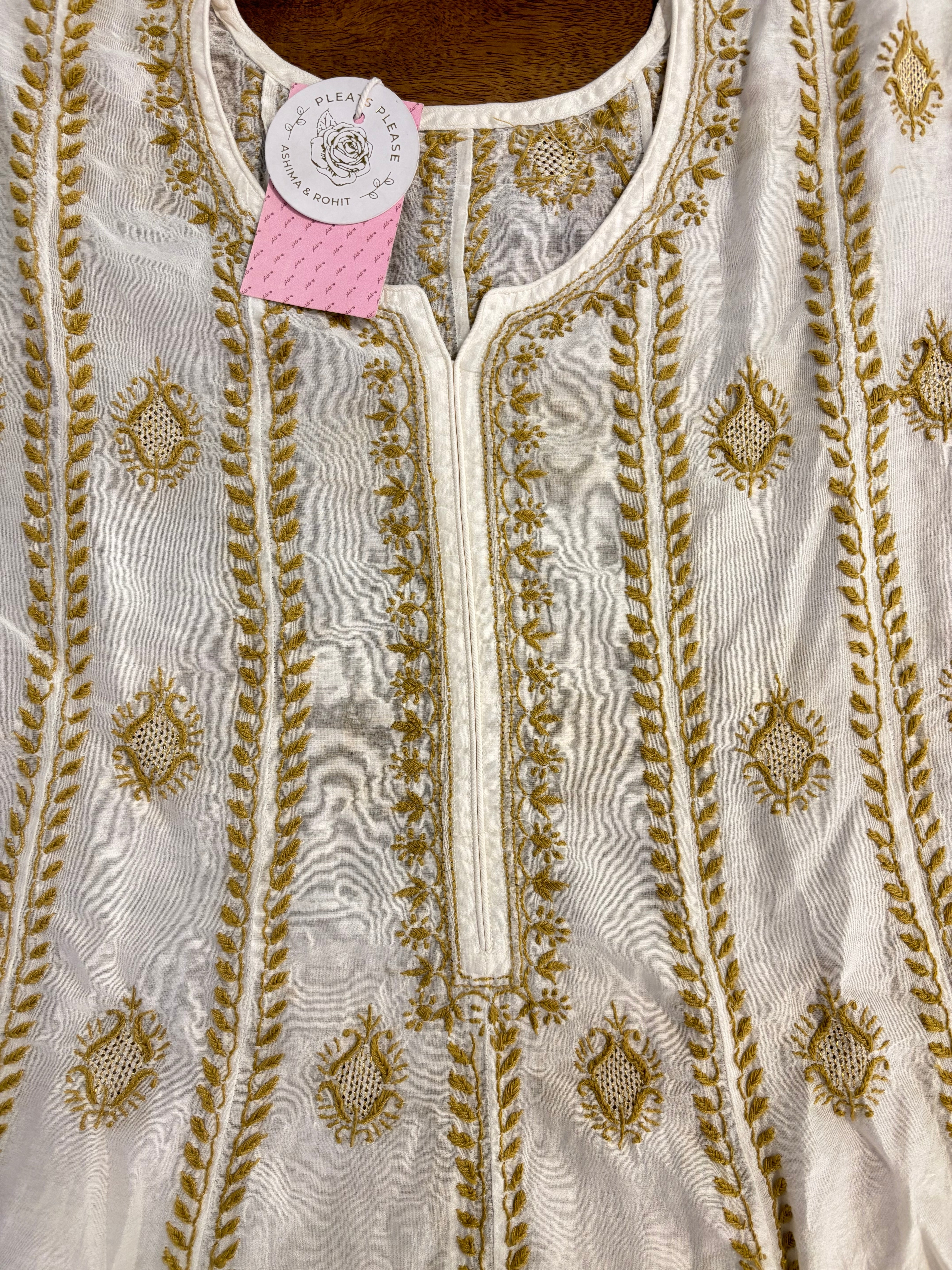 Dyeable Chanderi Chikankari Anarkali & Dupatta Set