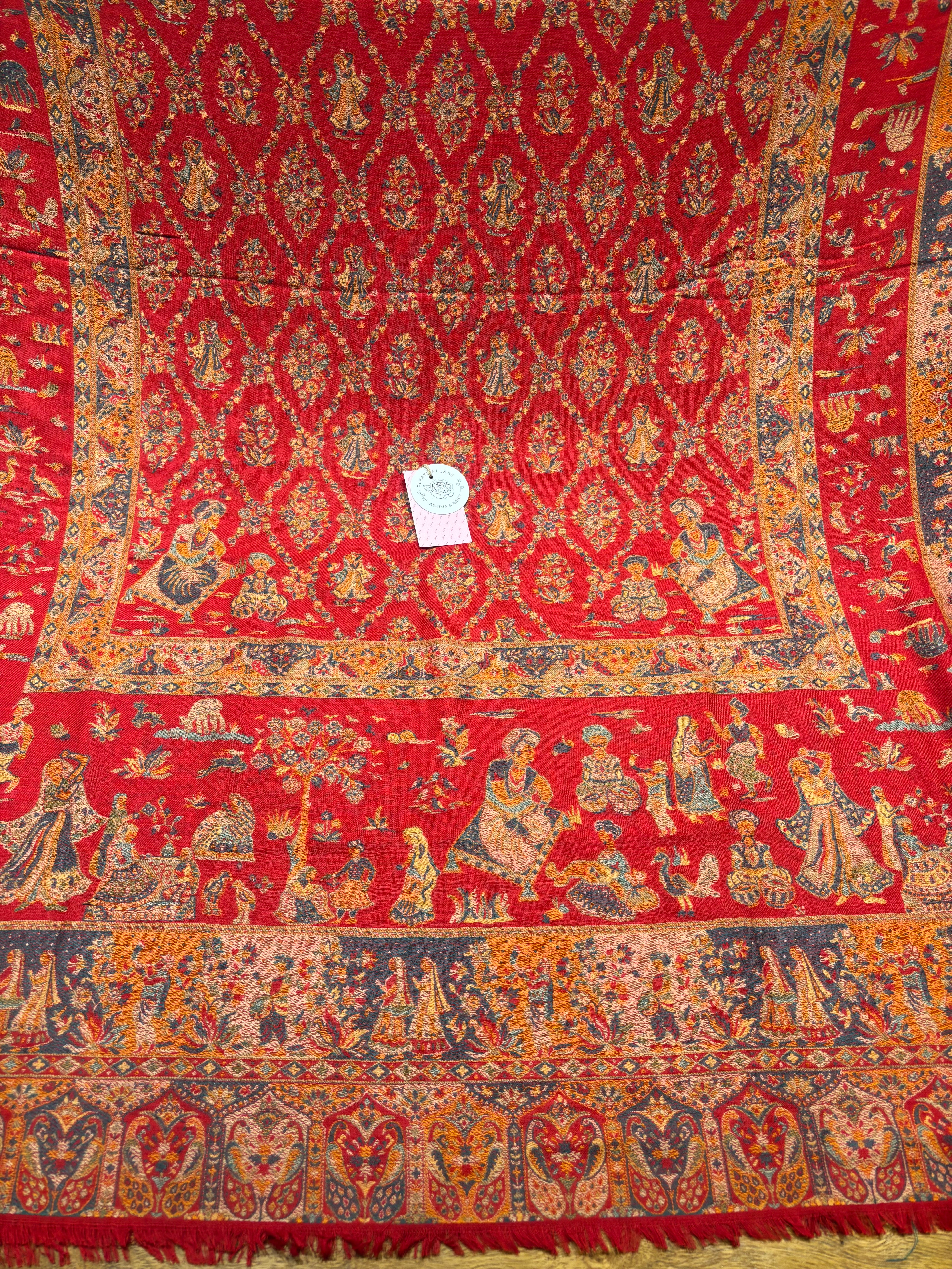 Red Cashmere Woolen Shawl