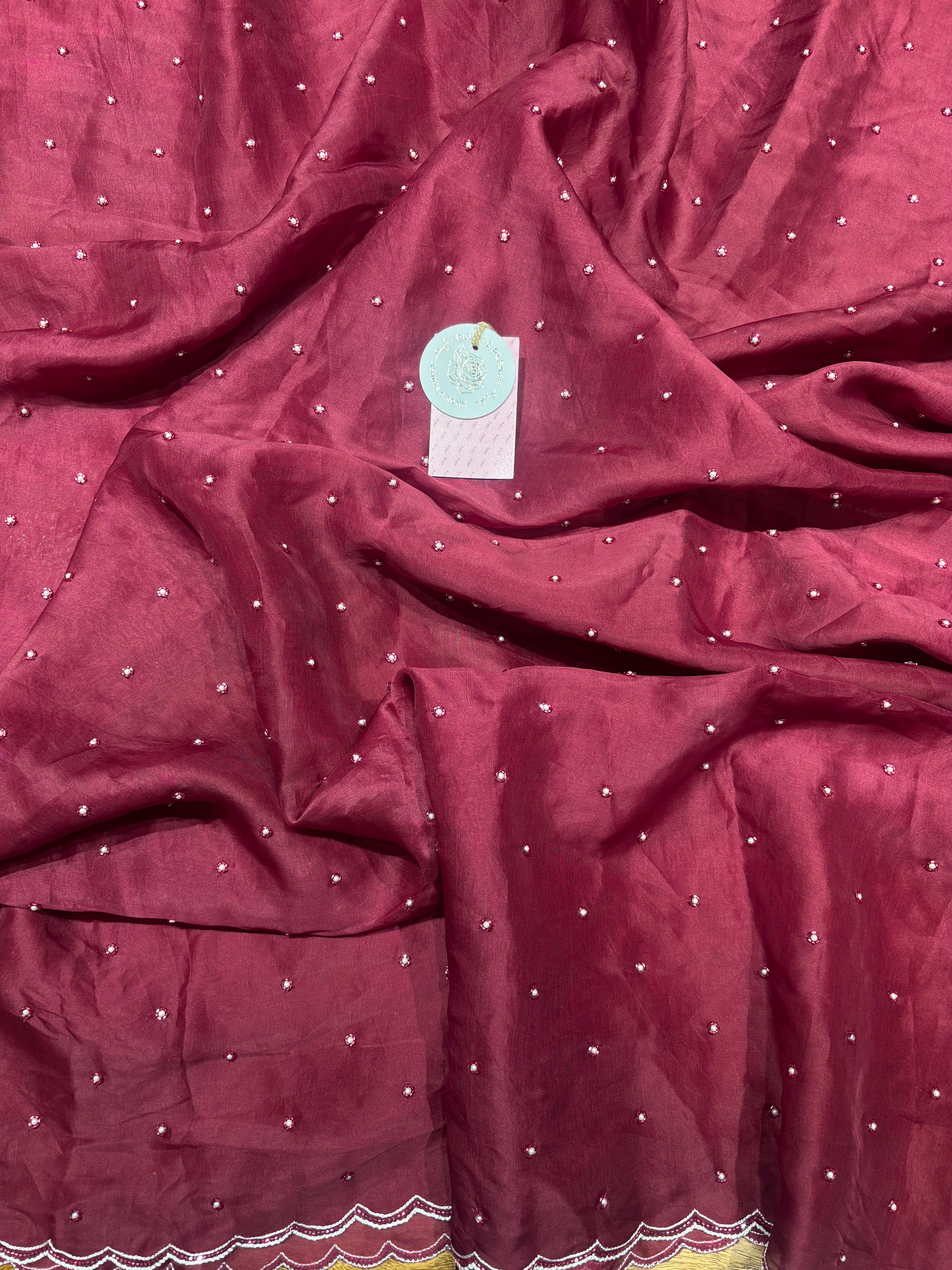 Plum Pure Velvet Chikankari Kurta And Dupatta Set