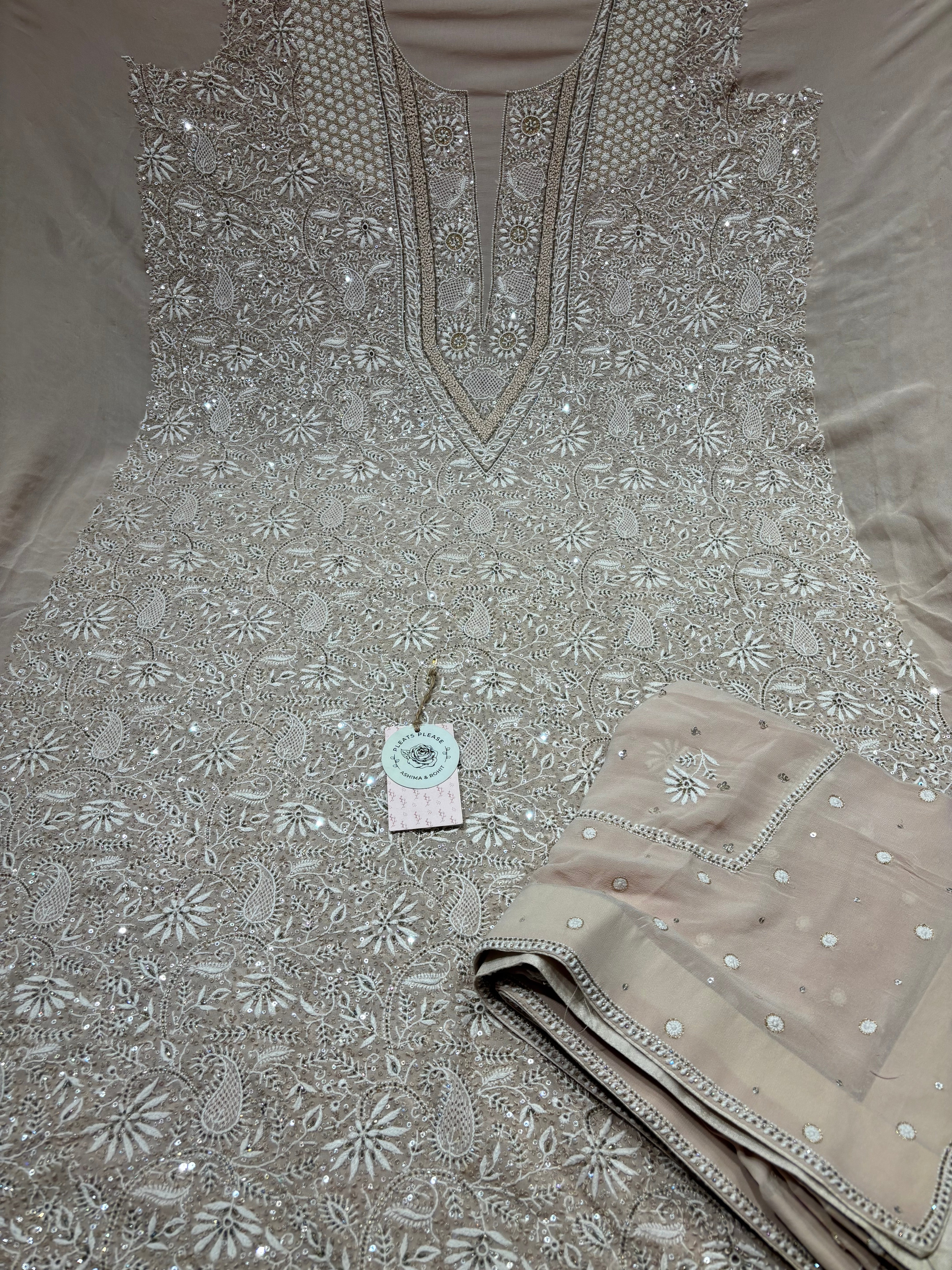 Nude Rose Pure And Premium Georgette Kurta And Dupatta Fabric