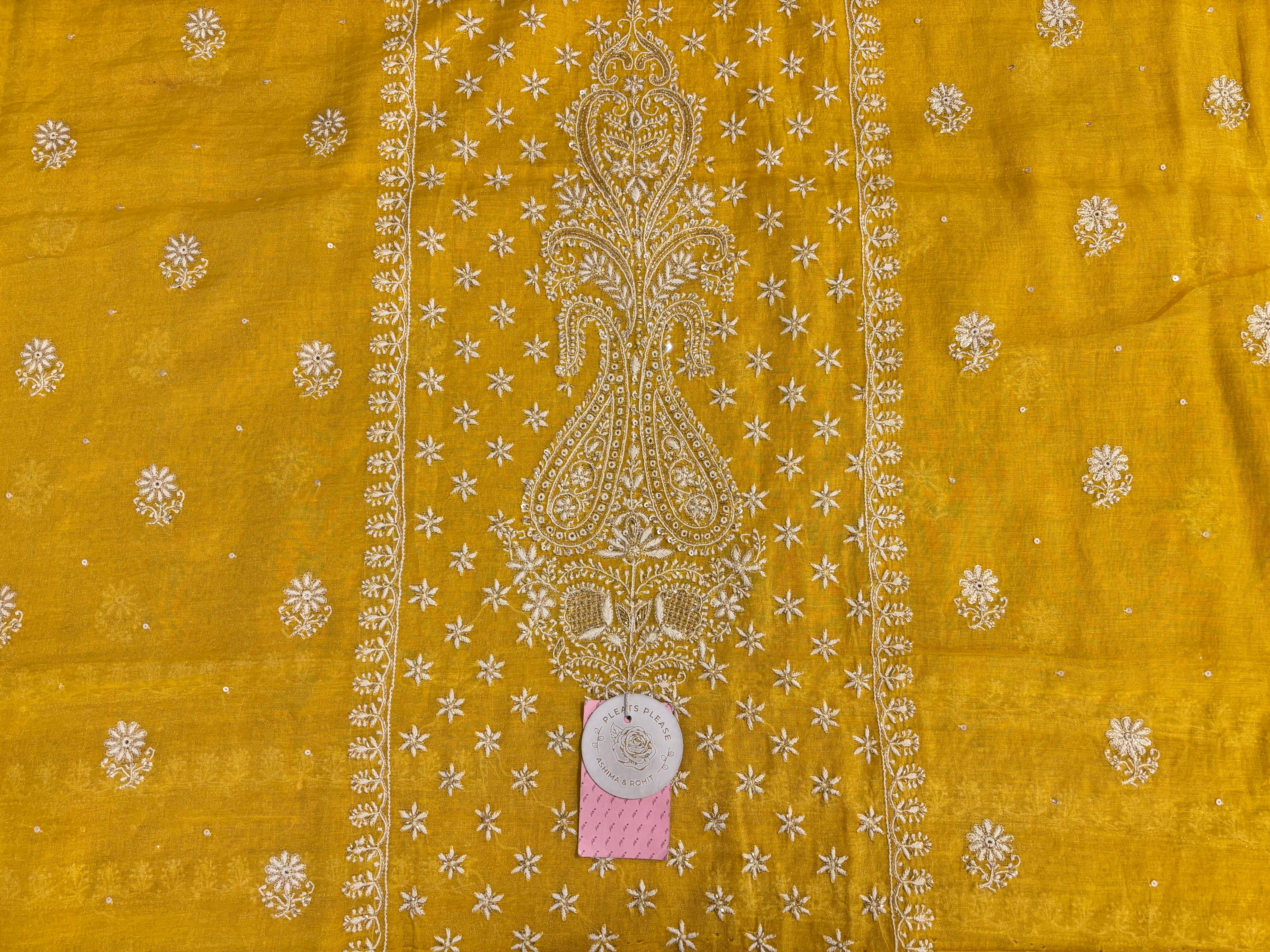 Yellow Pure & Premium Tissue Chikankari Kurta & Dupatta