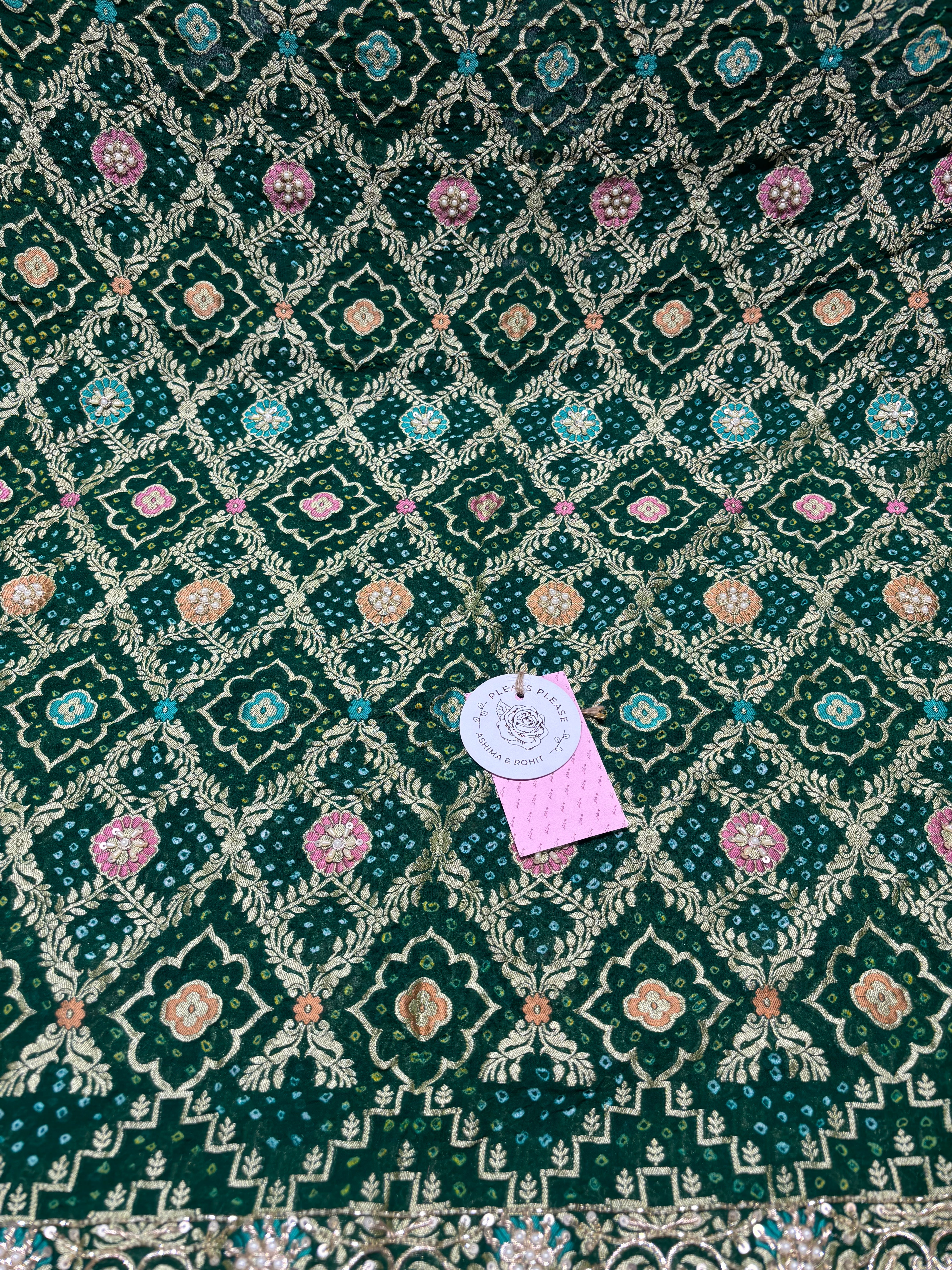 Green Pure & Premium Khaddi Georgette Bandhani Dupatta