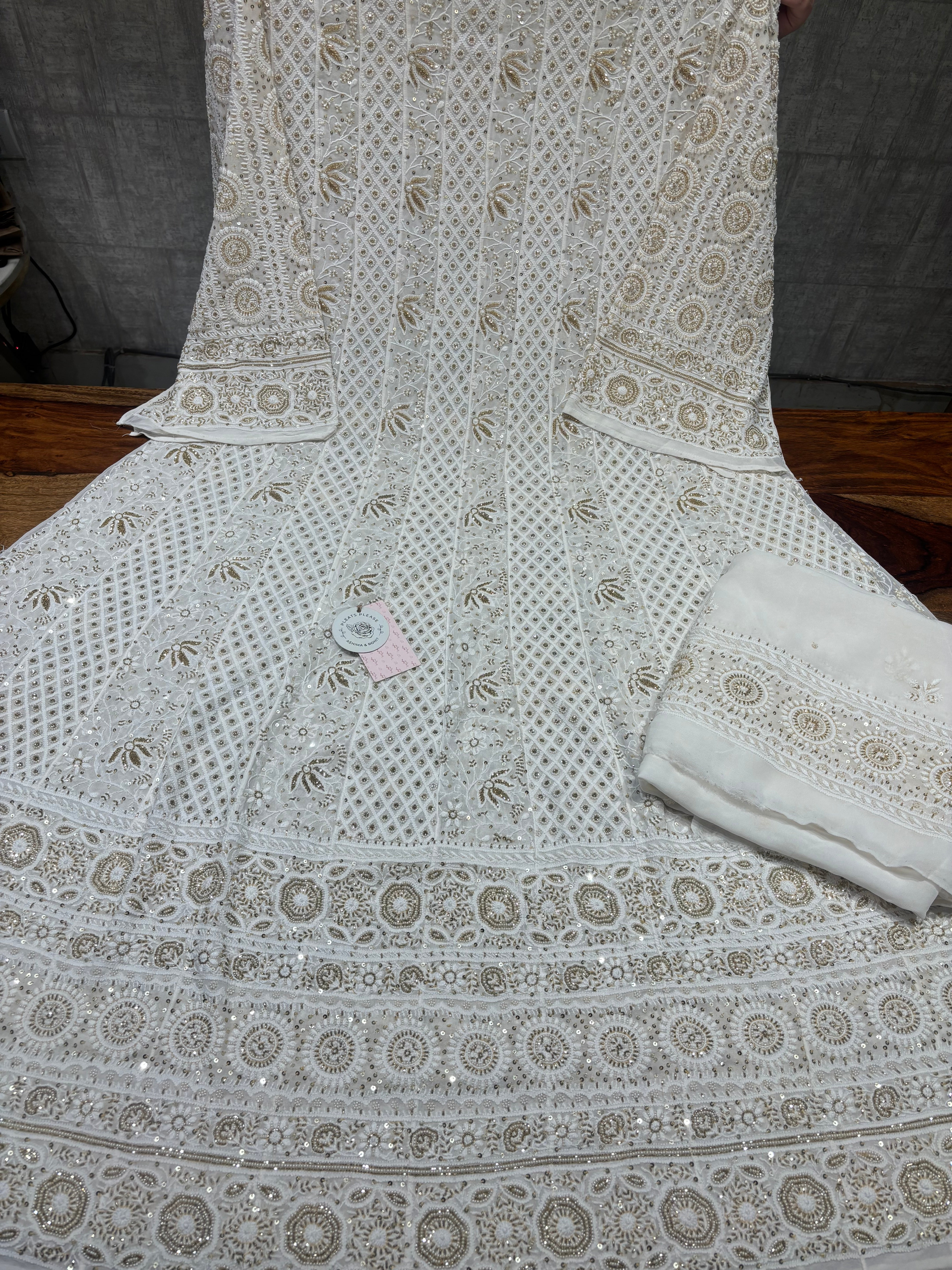 Dyeable Pure & Premium Georgette Chikankari Anarkali & Dupatta Set