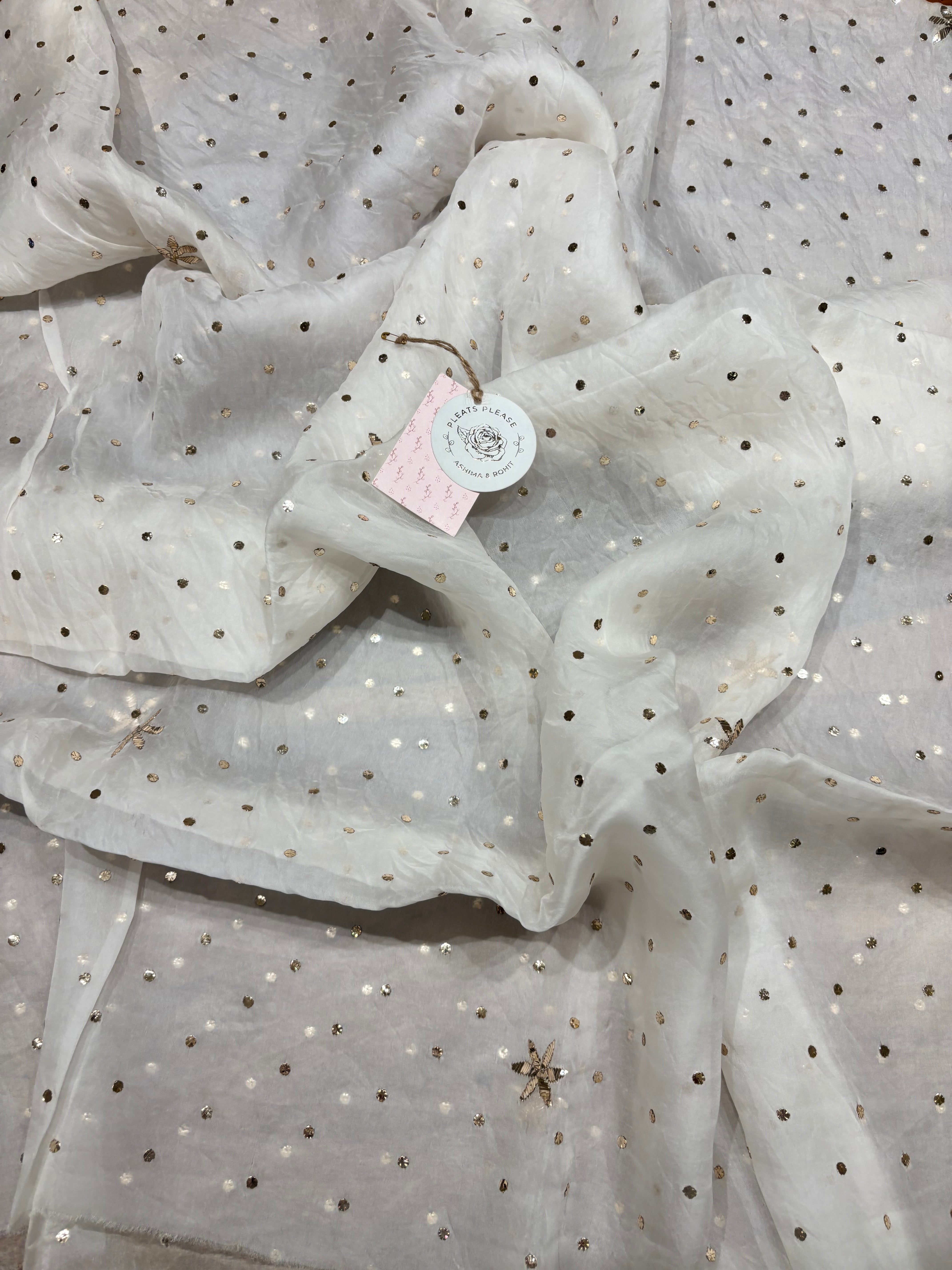 Dyeable Pure And Premium Organza Mukaish Kurta And Dupatta Fabric