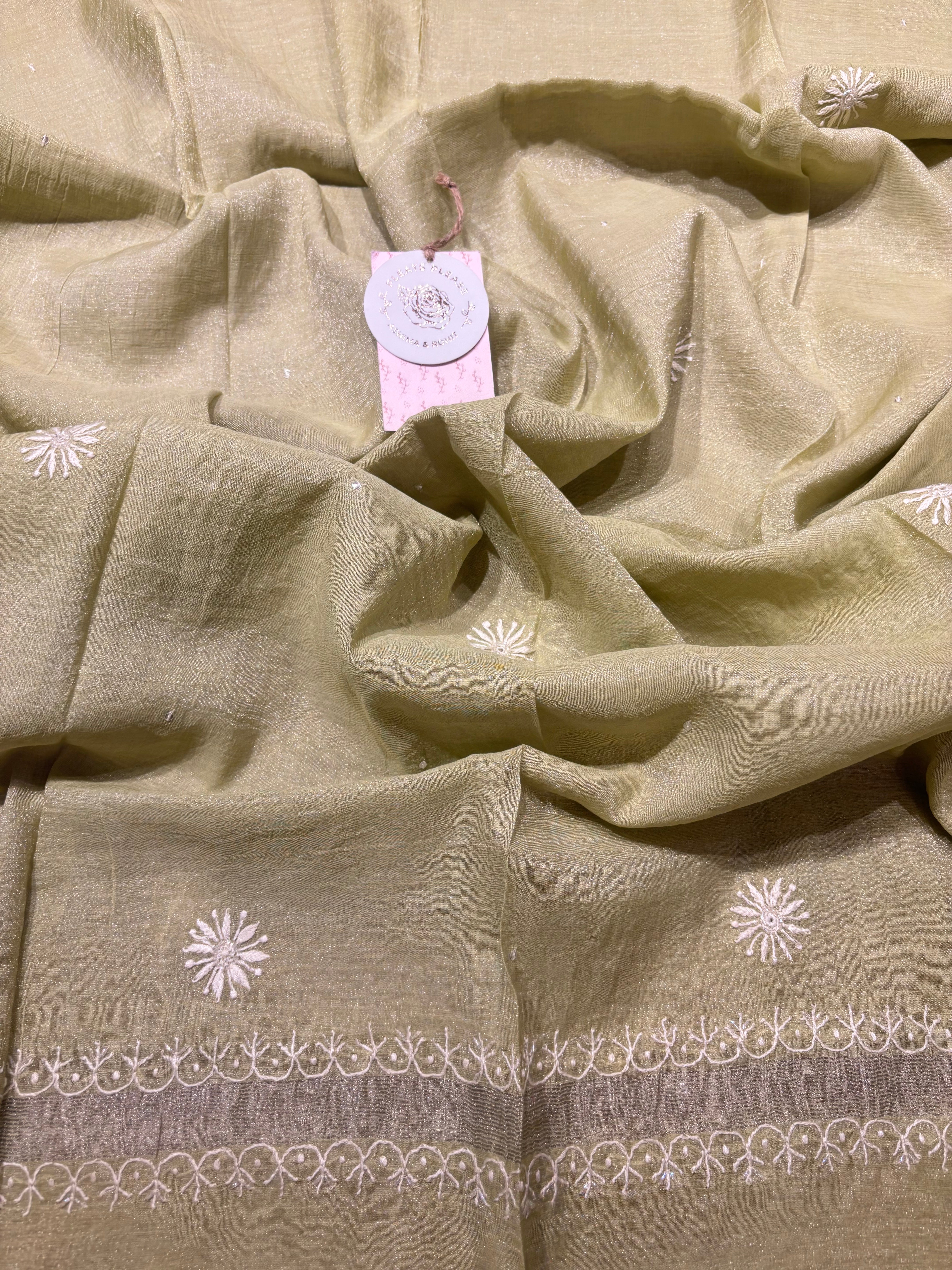 Green Tissue Chikankari Anarkali and Dupatta set
