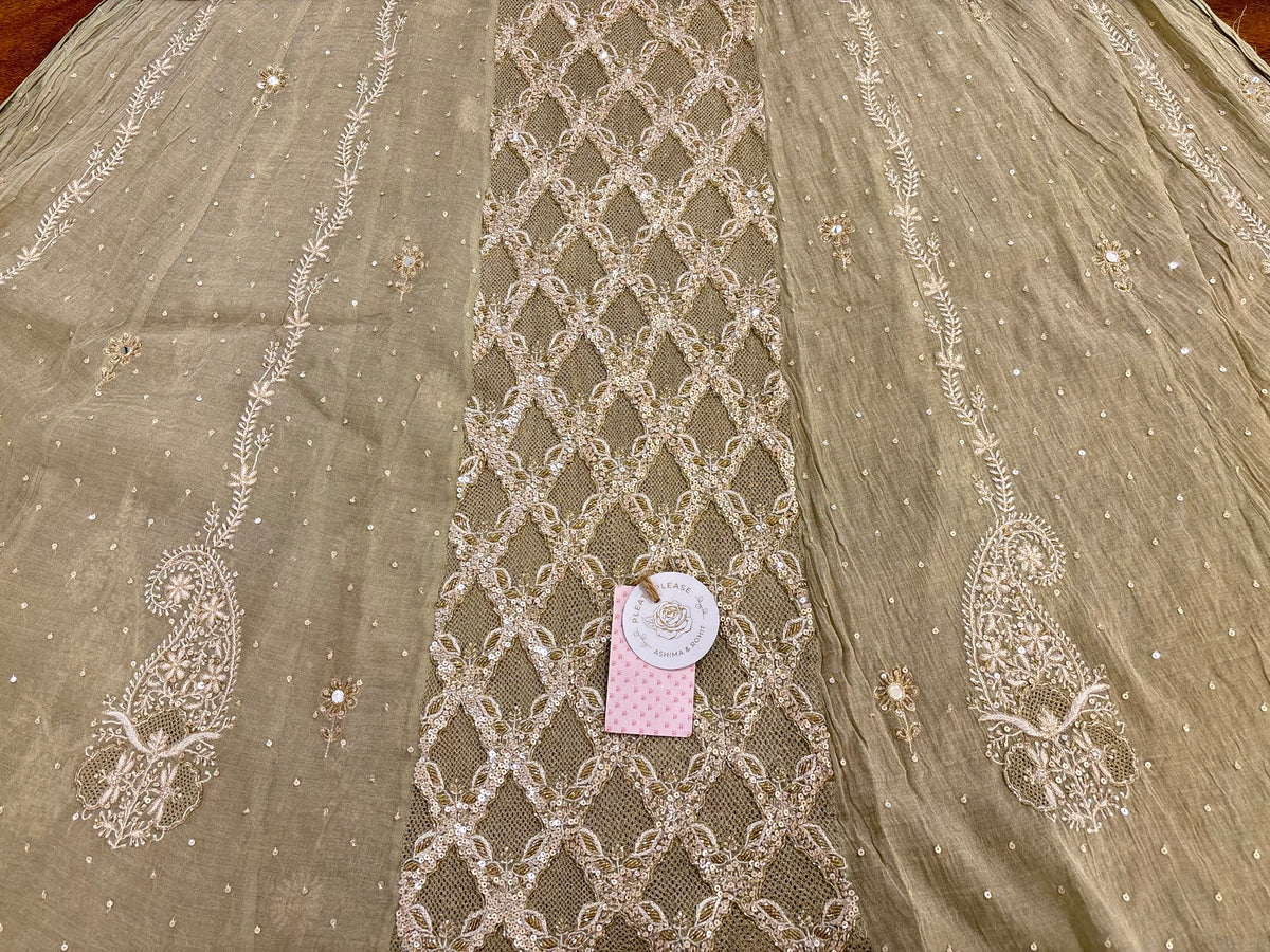 Pistachio Green Pure & Premium Tissue Jaal Chikankari Anarkali & Dupatta