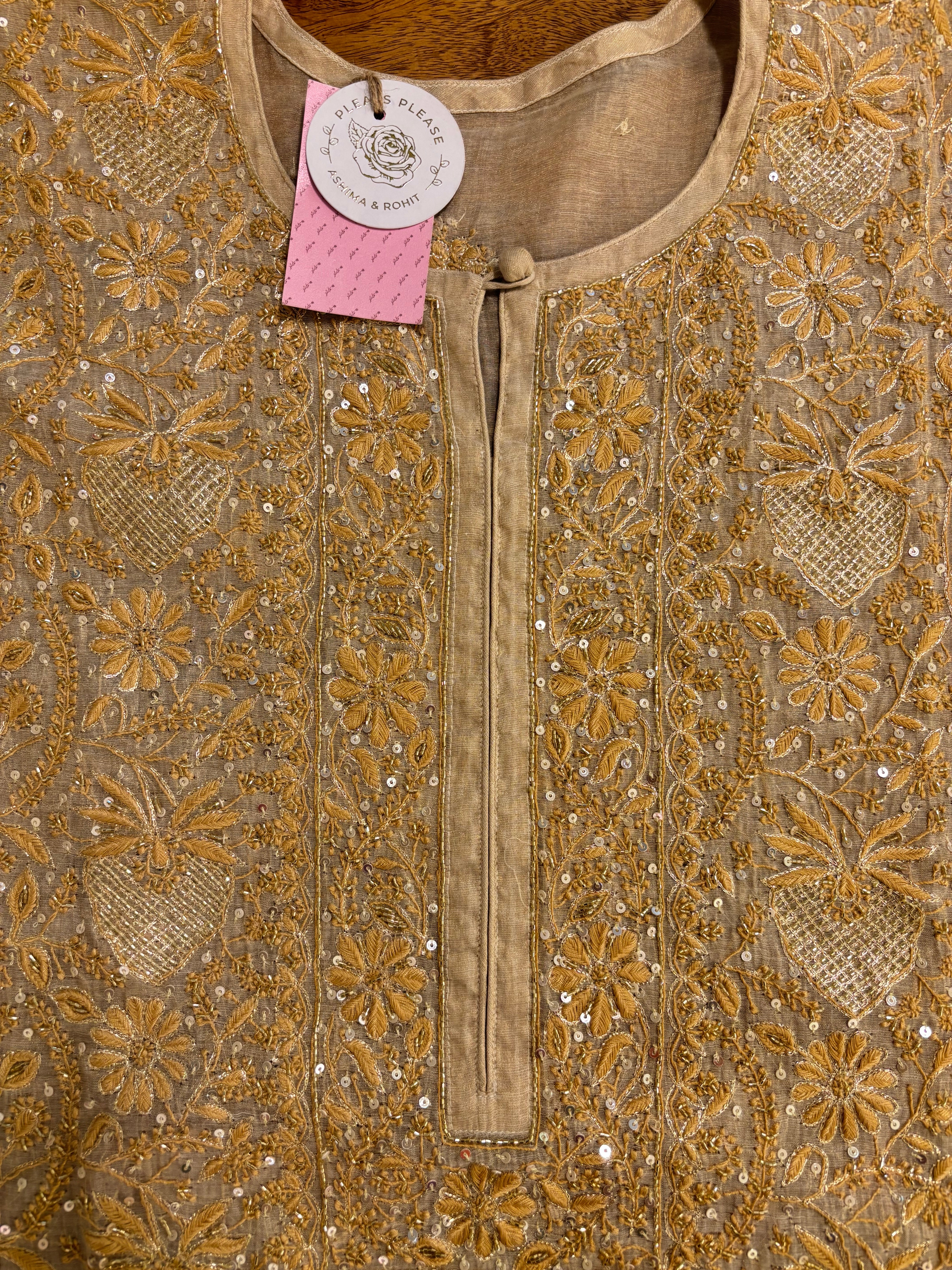 Dyeable Pure & Premium Tissue Heavy Jaal Chikankari Kurta & Dupatta