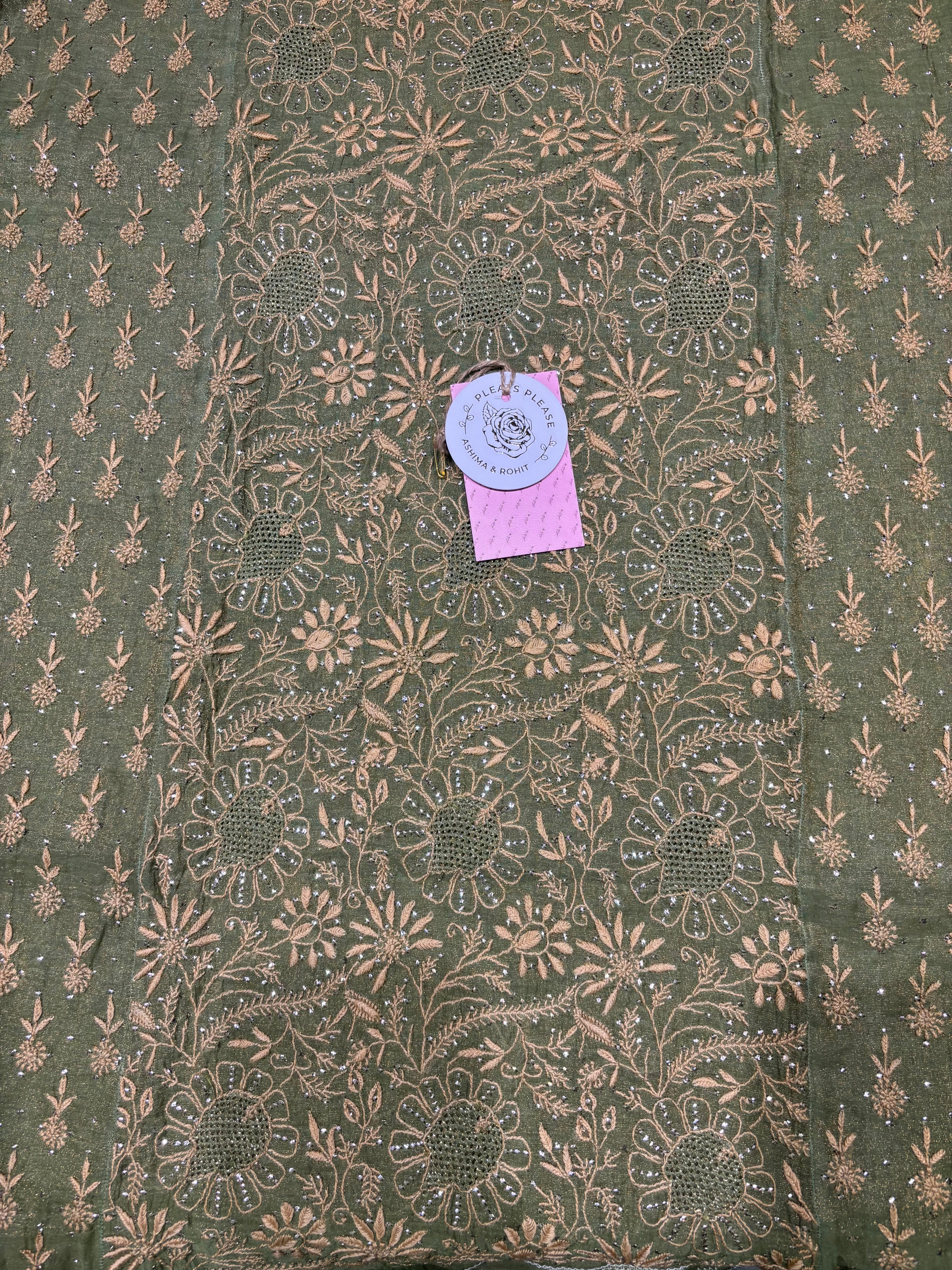 Green Pure & Premium Tissue Chikankari Kurta & Dupatta Set