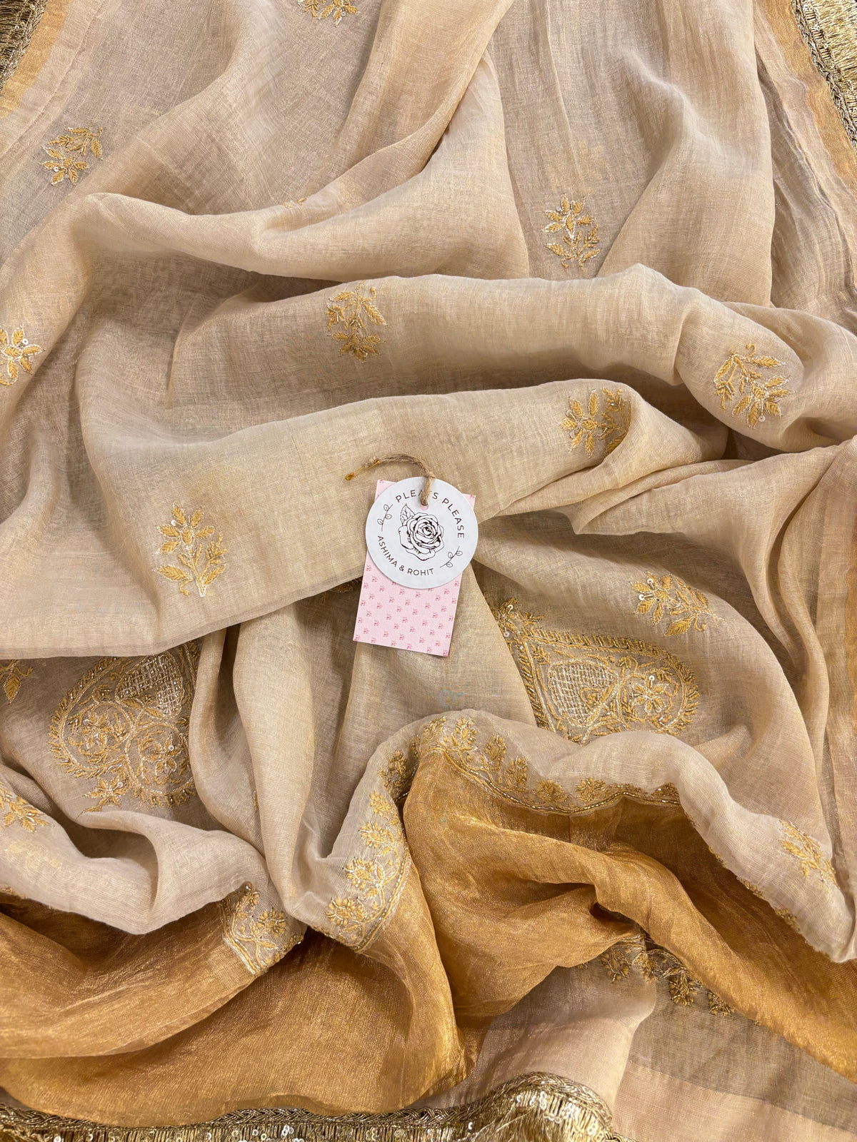 Dyeable Pure & Premium Tissue Paisley Jaal Chikankari Kurta & Dupatta