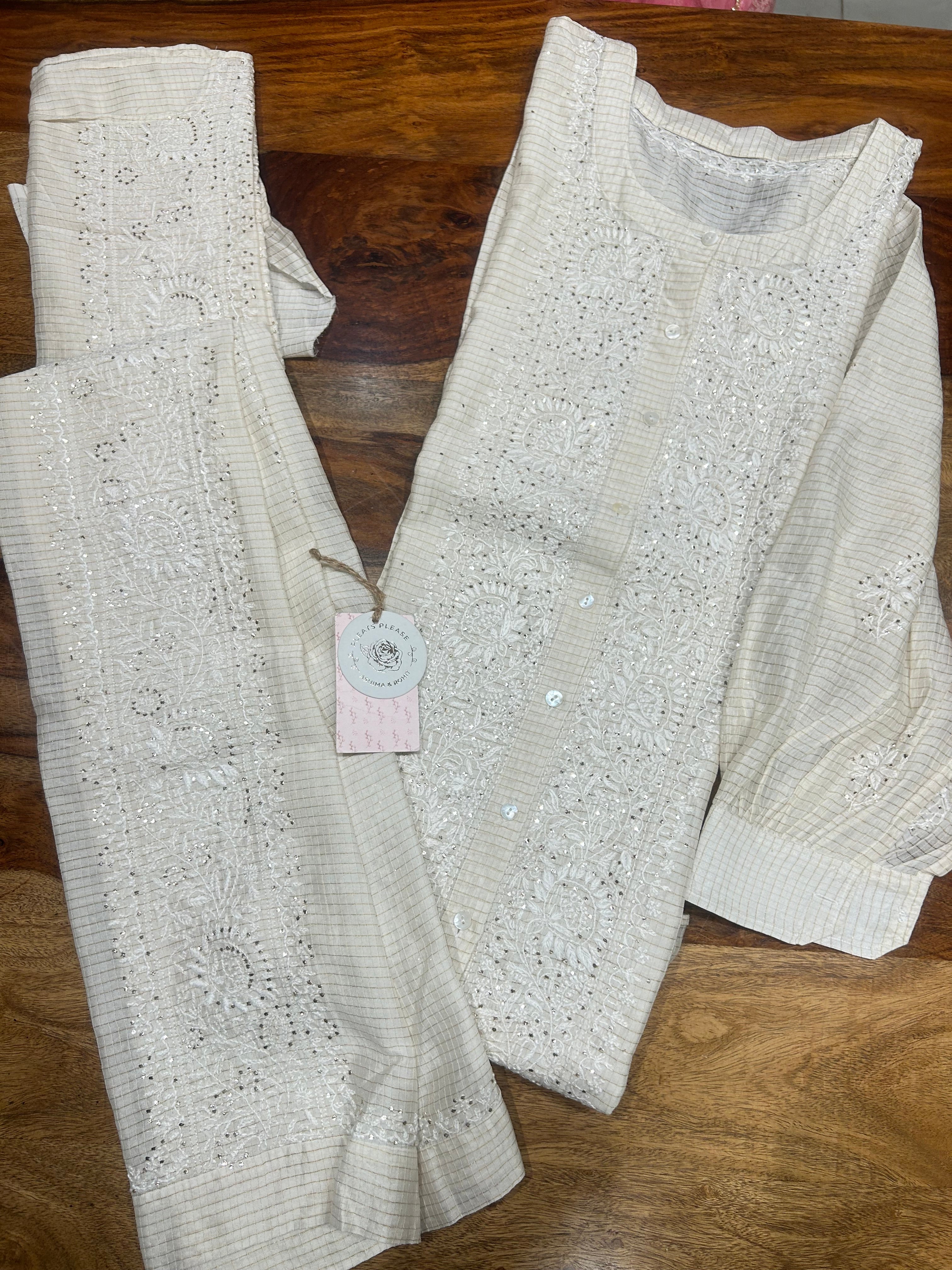 Dyeable Chanderi Silk Chikankari Co-ord set