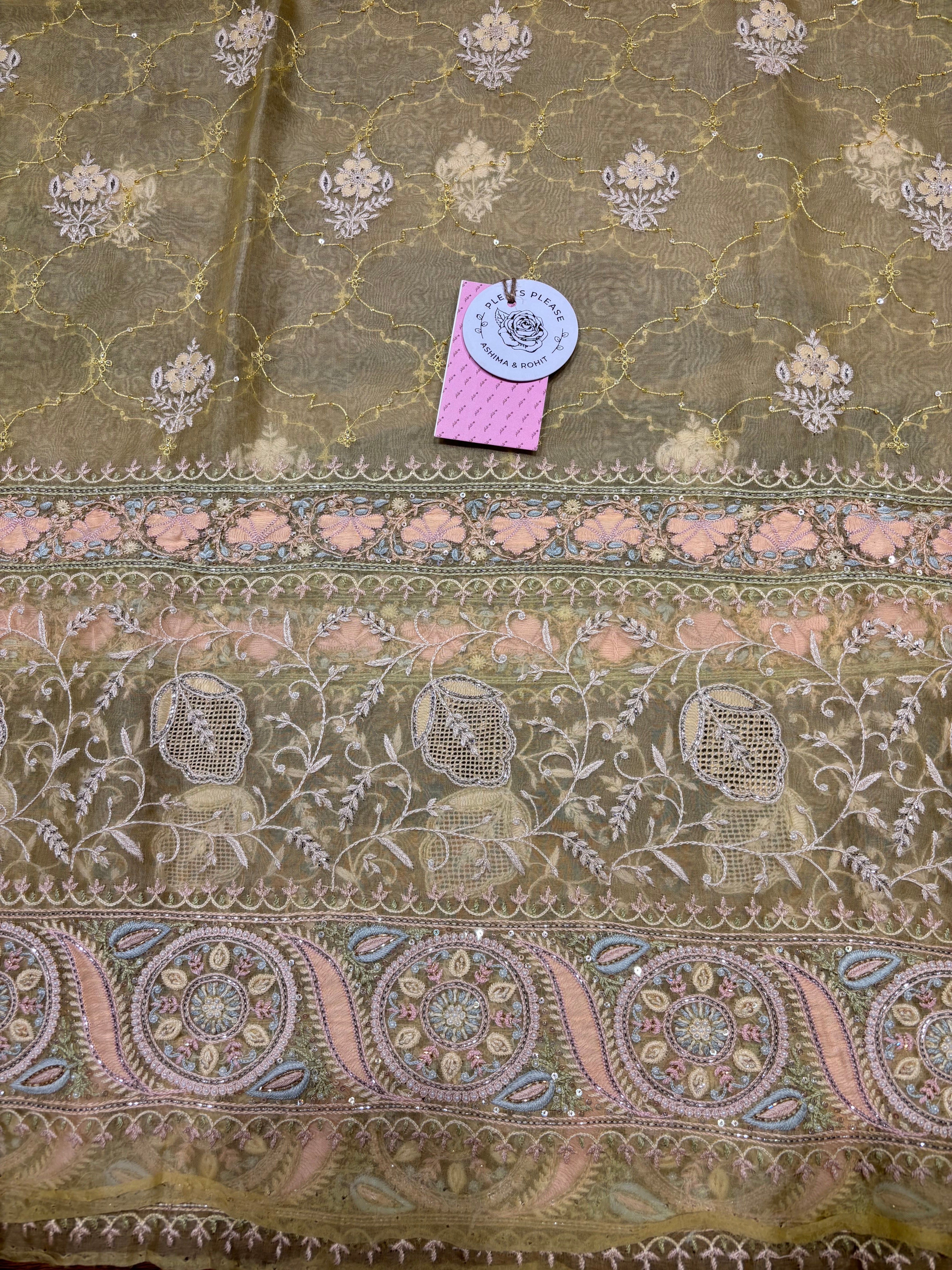 Butter Yellow Pure & Premium Organza Silk Chikankari Kurta & Dupatta Set