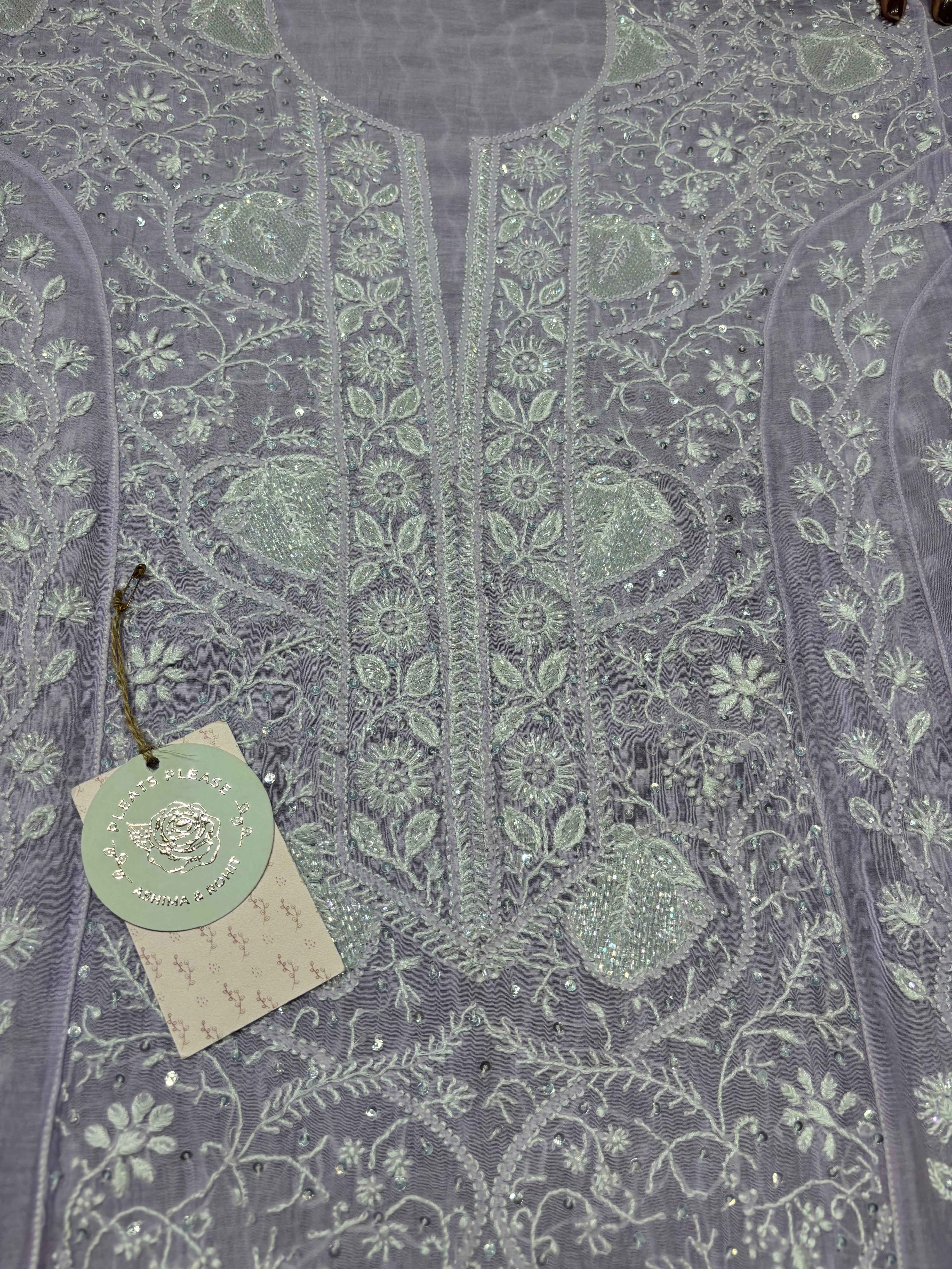 Purple Chanderi Mul Anarkali and Dupatta set