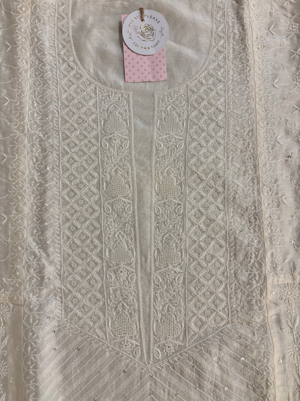 Dyeable Chanderi Silk Chikankari Anarkali & Dupatta