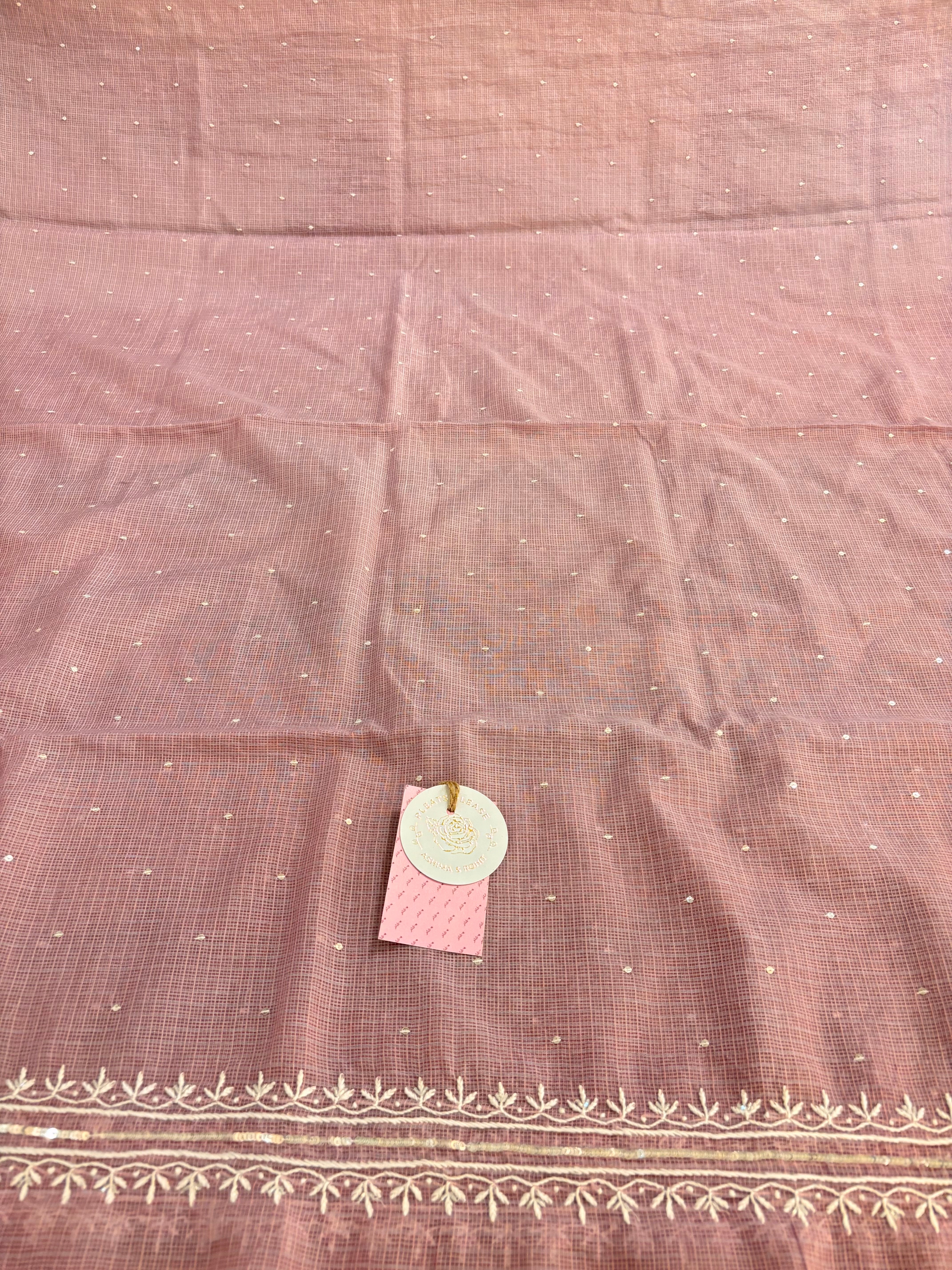 Lilac Kota Doria Chikankari Kurta & Dupatta
