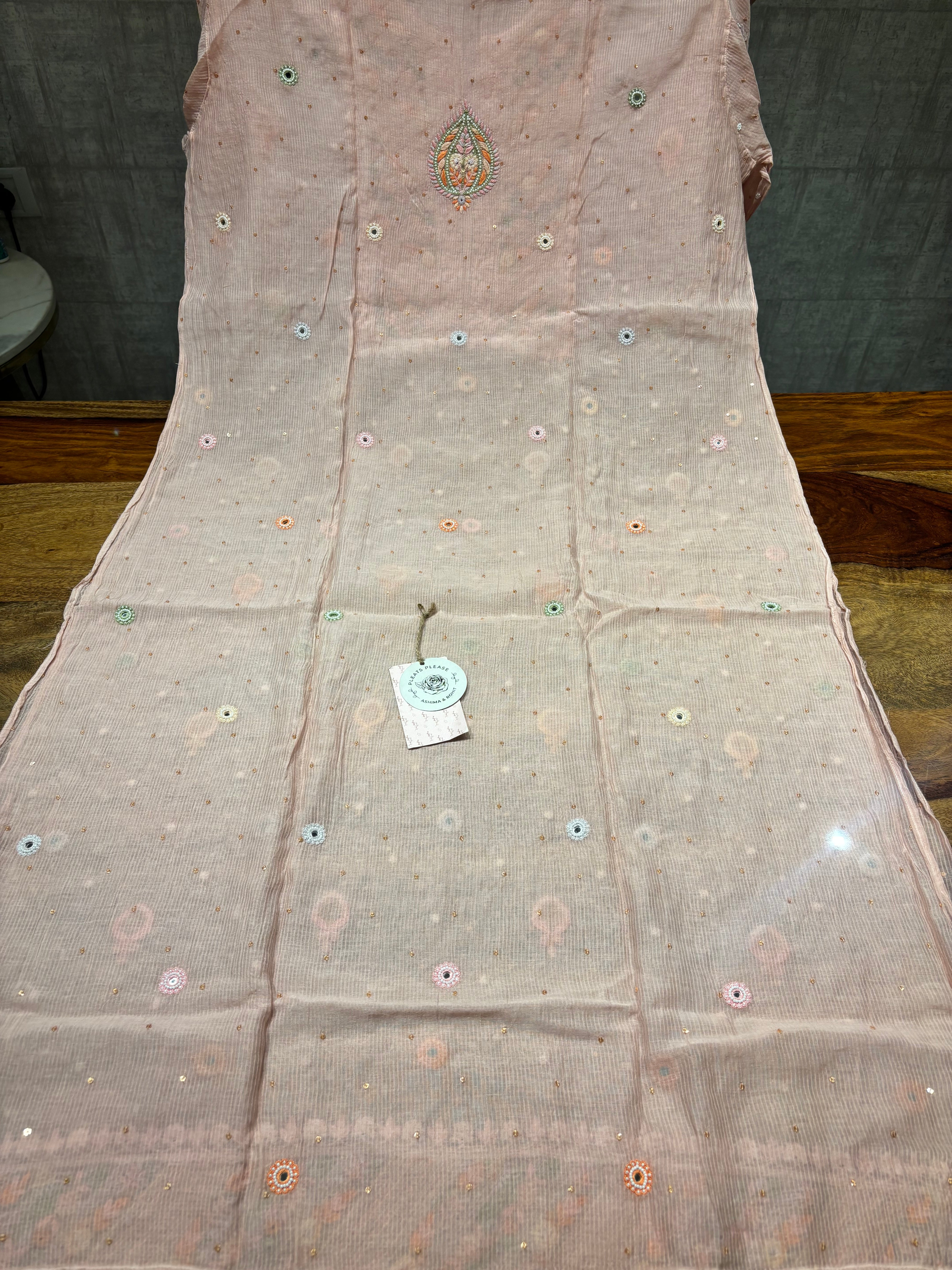 Pink Chanderi Mul Chikankari Kurta And Dupatta Set