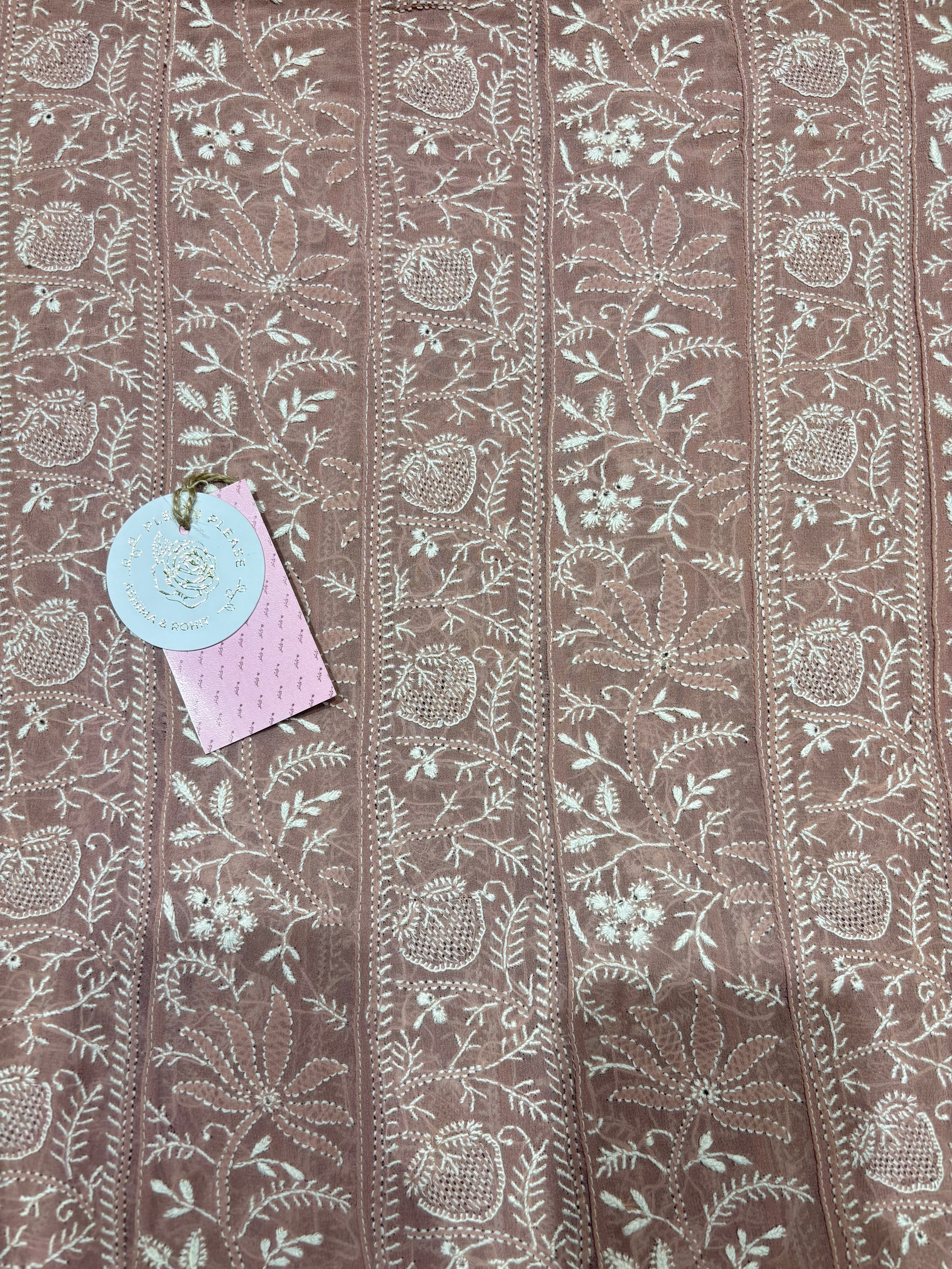 Mauve Pure & Premium Georgette Chikankari Anarkali & Dupatta Set