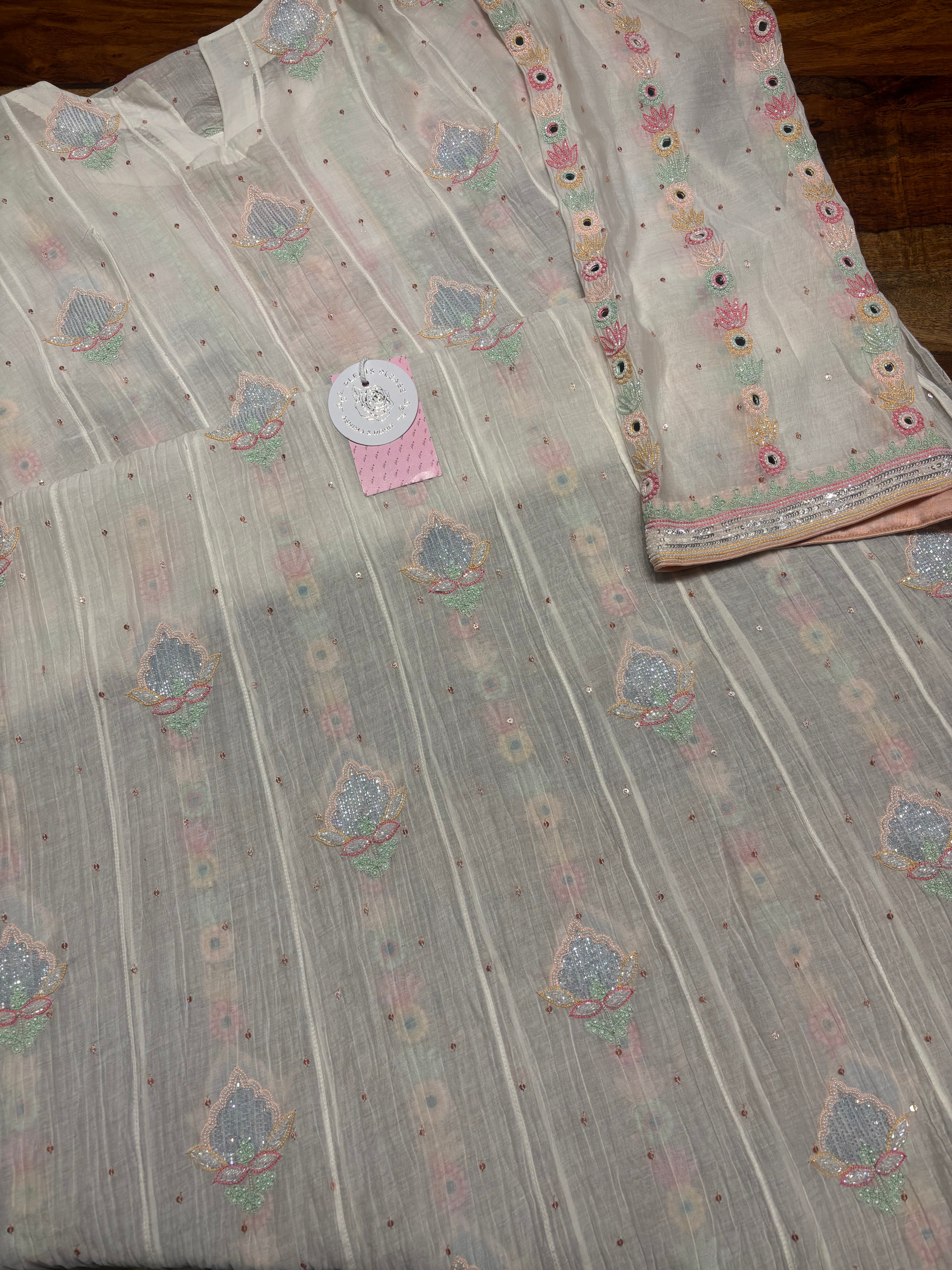 Dyeable Chanderi Mul Chikankari Kurta & Dupatta Set