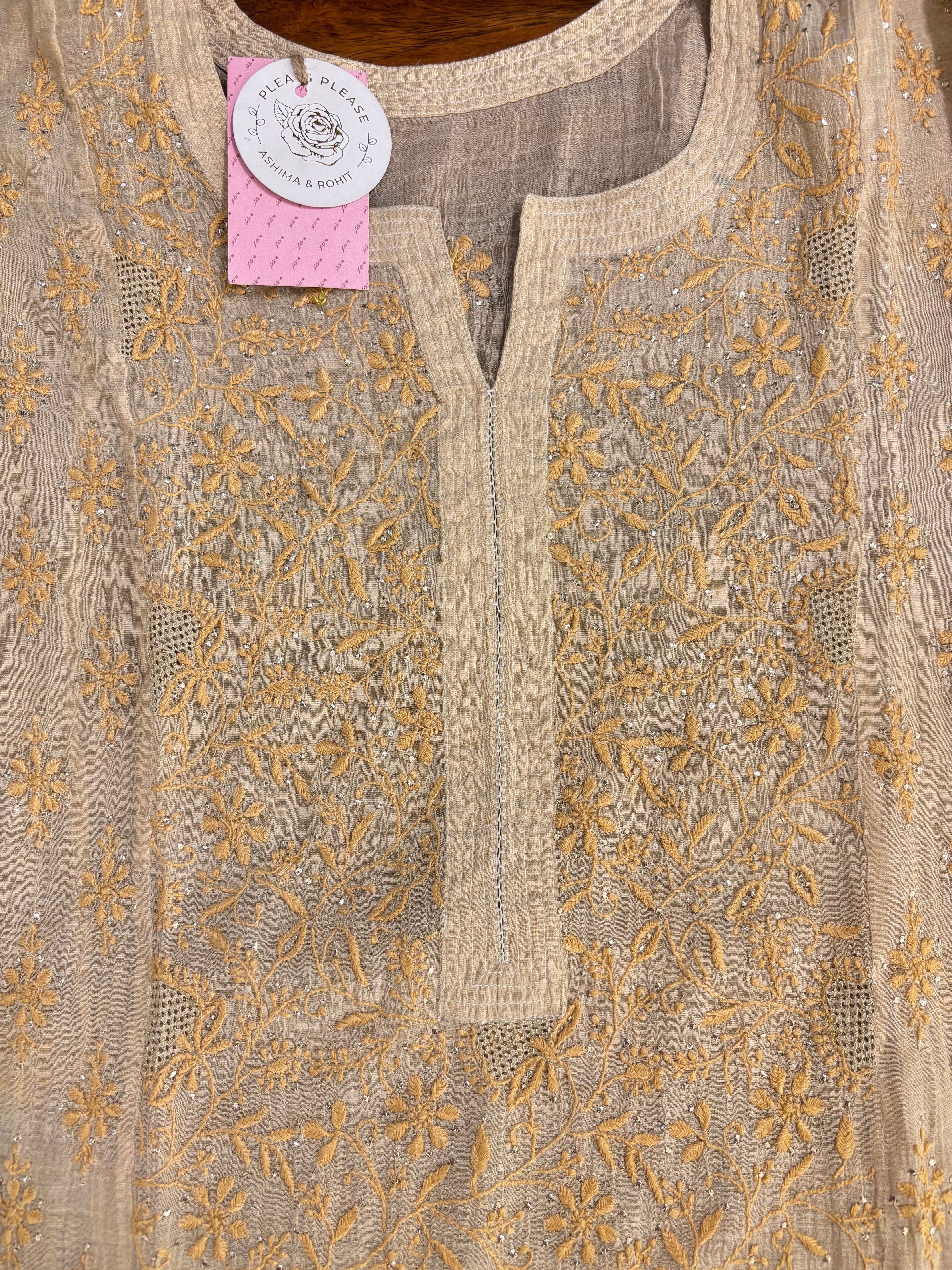 Dyeable Pure & Premium Tissue Chikankari Mukaish Kurta & Dupatta