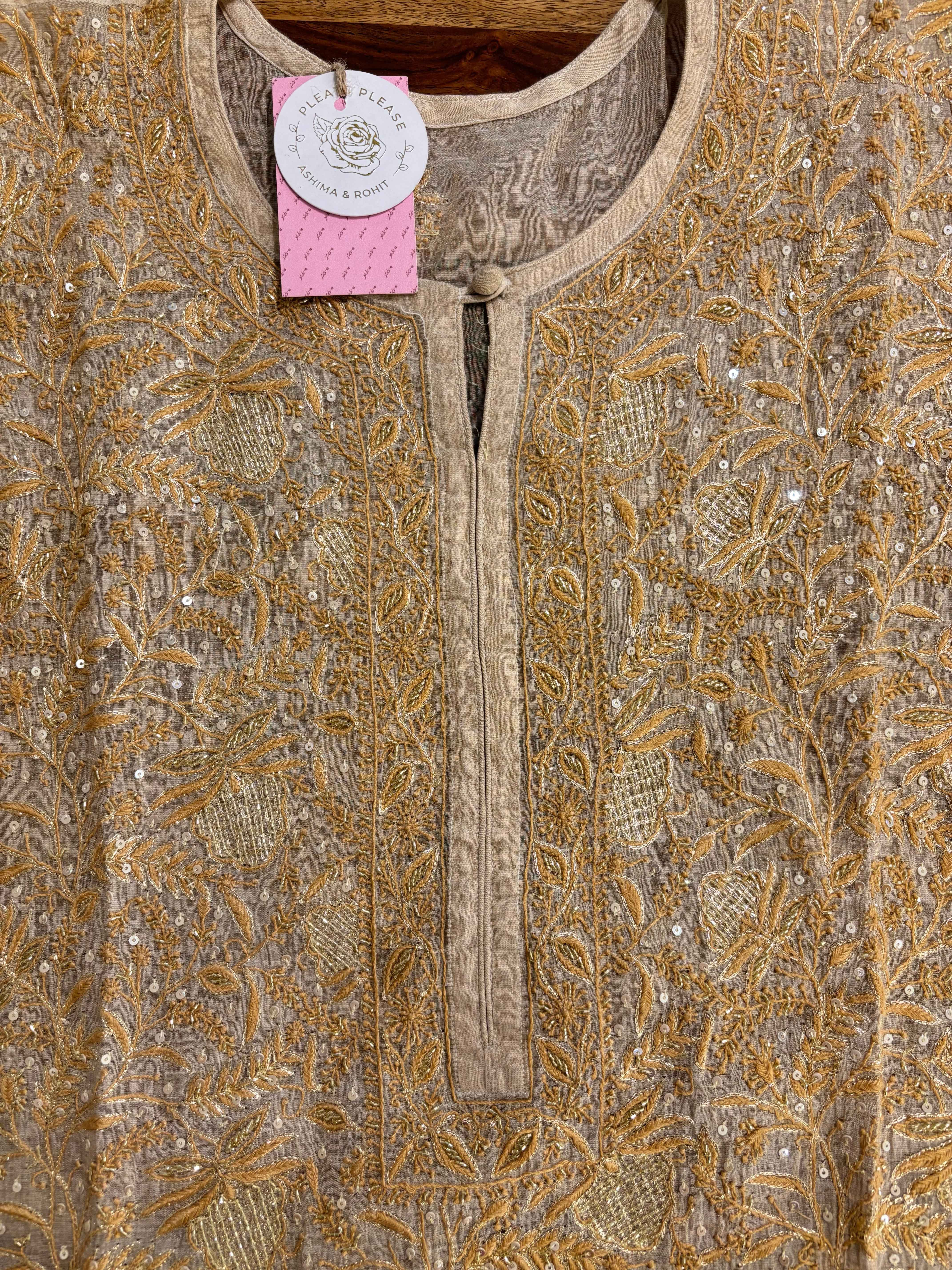 Dyeable Pure Tissue Heavy Jaal Chikankari Kurta & Dupatta