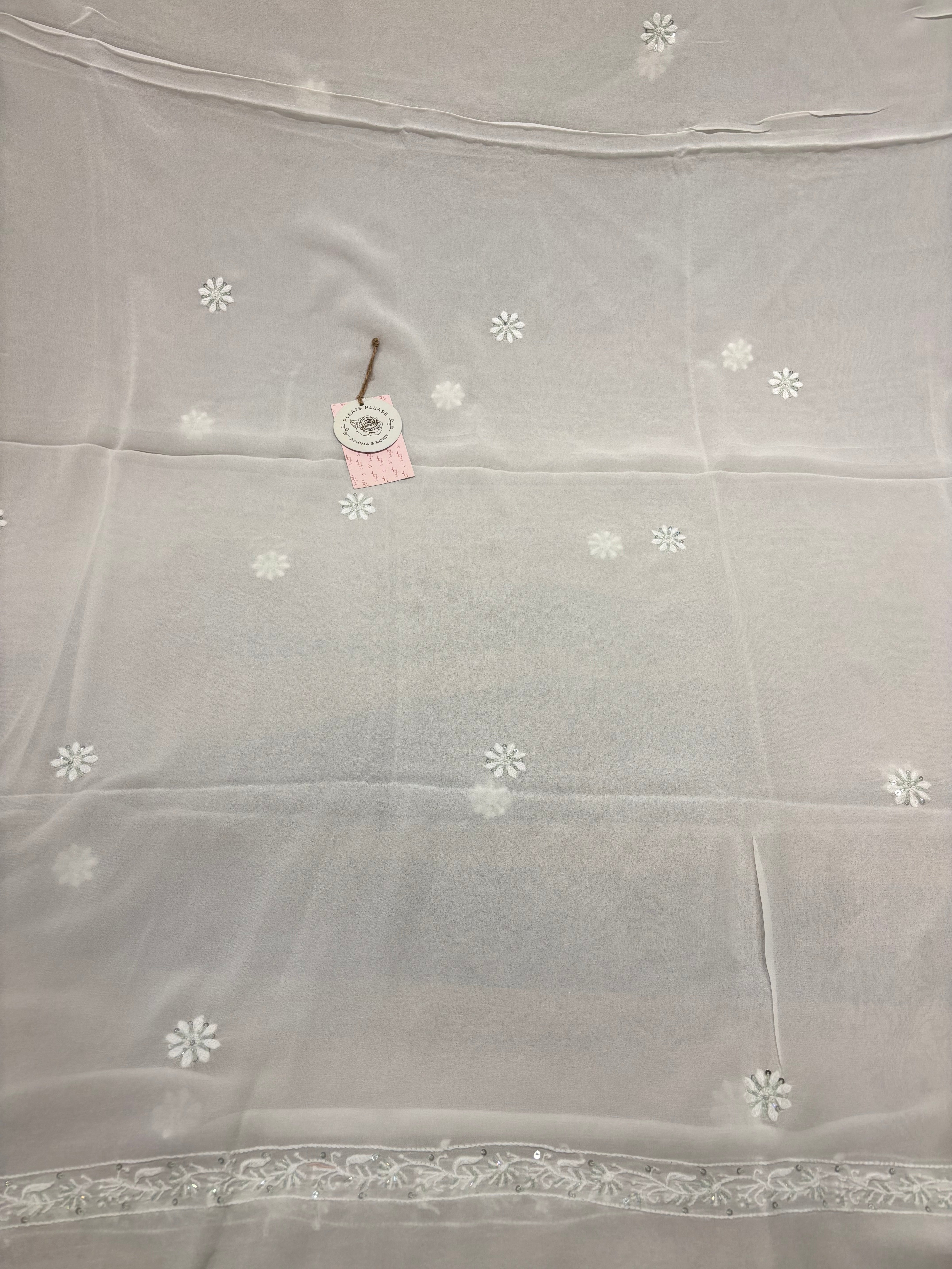 Dyeable Pure And Premium Georgette Chikankari Kurta And Dupatta Set