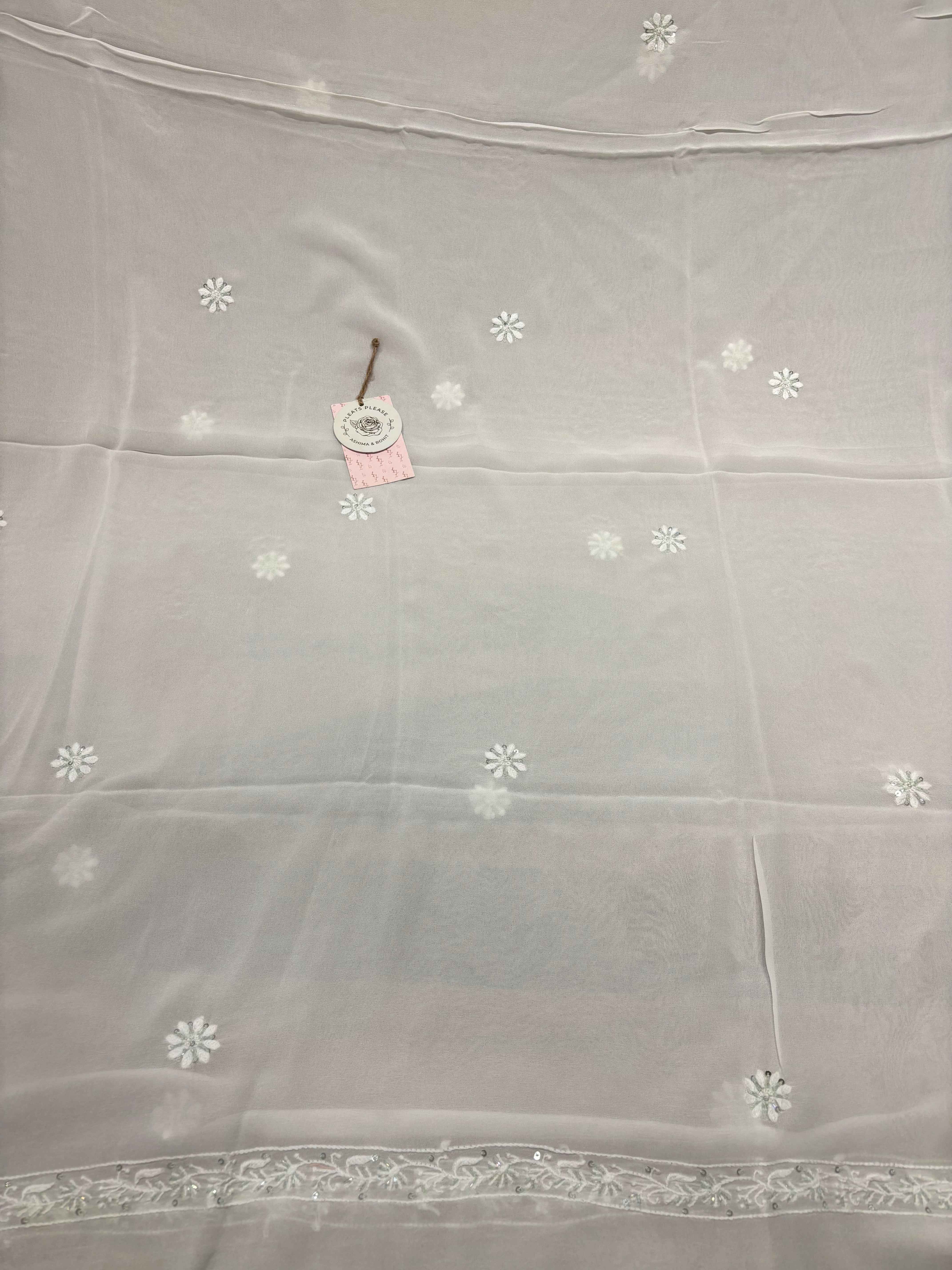 Dyeable Pure And Premium Georgette Chikankari Kurta And Dupatta Set - Pleats PleaseChikankari