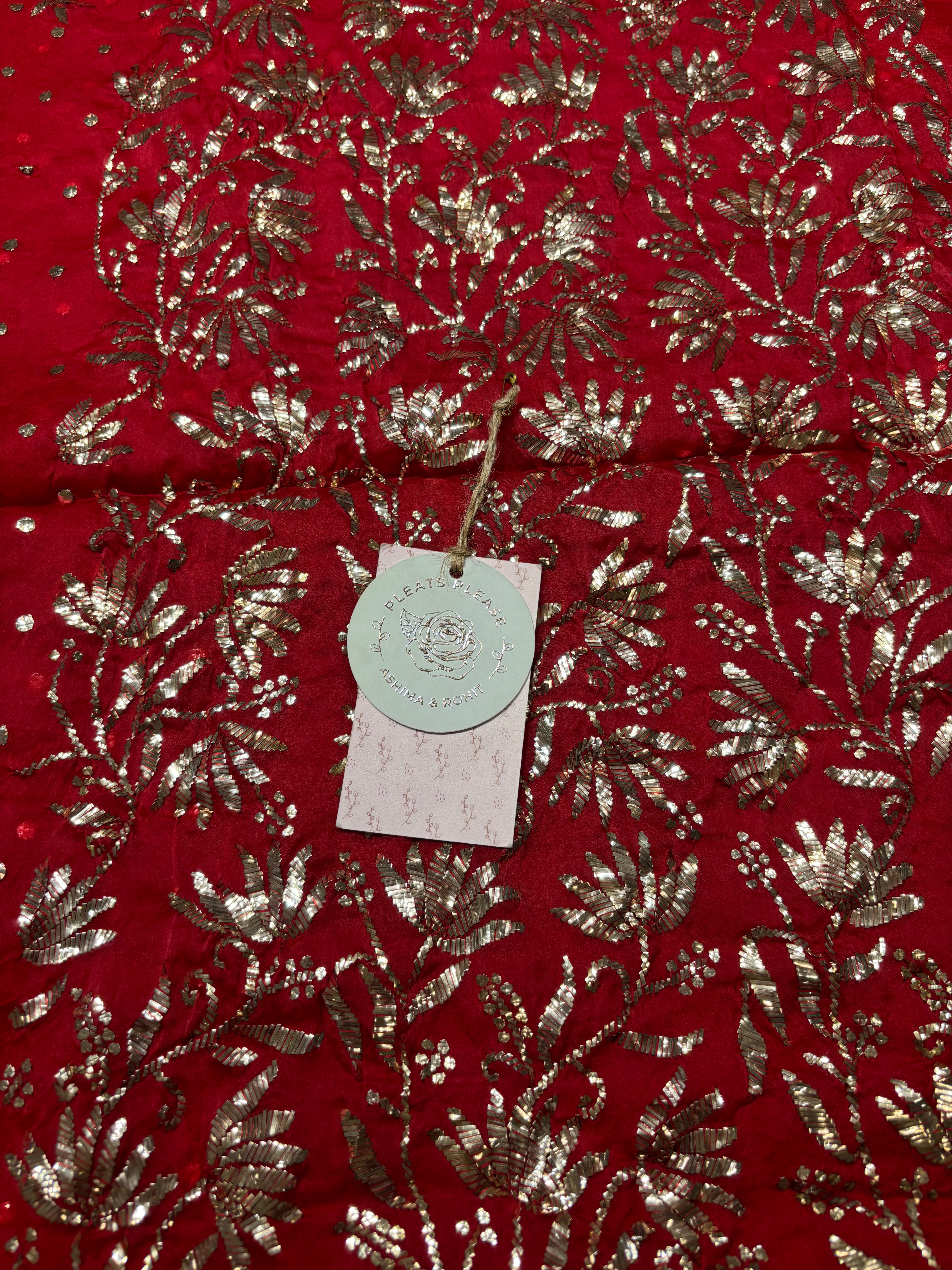 Red Pure and Premium Organza Silk Mukaish Kurta and Dupatta Fabric