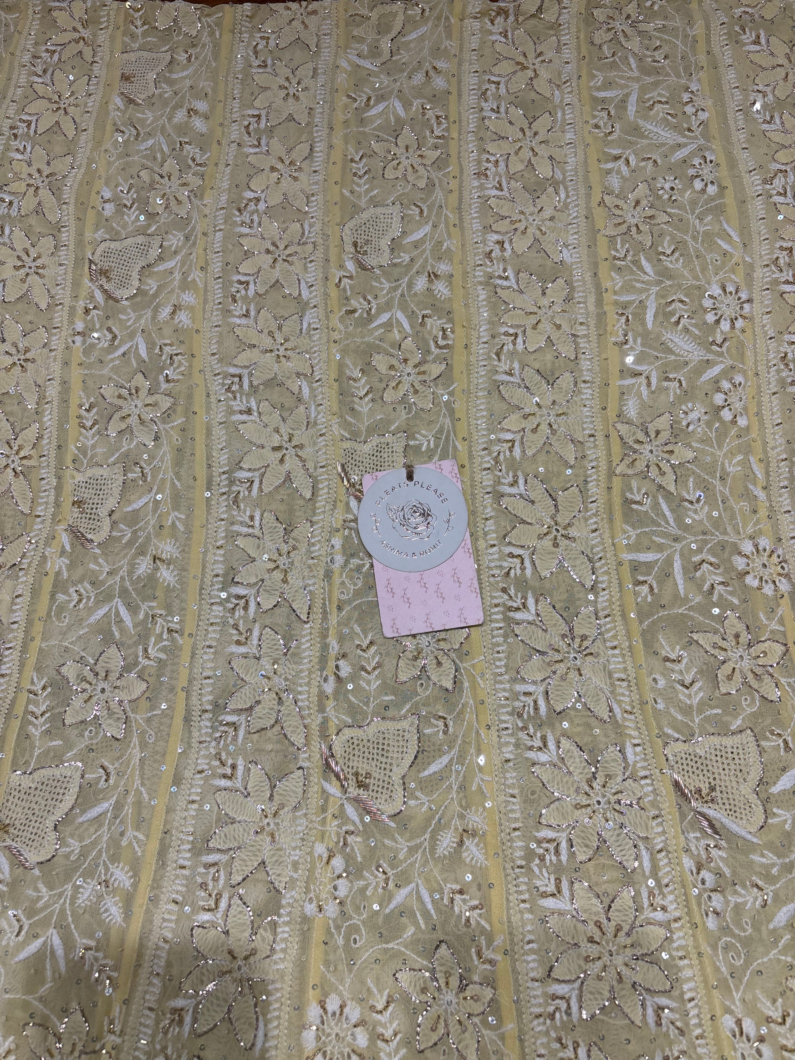 Butter Yellow Pure & Premium Georgette Chikankari Anarkali & Dupatta Set