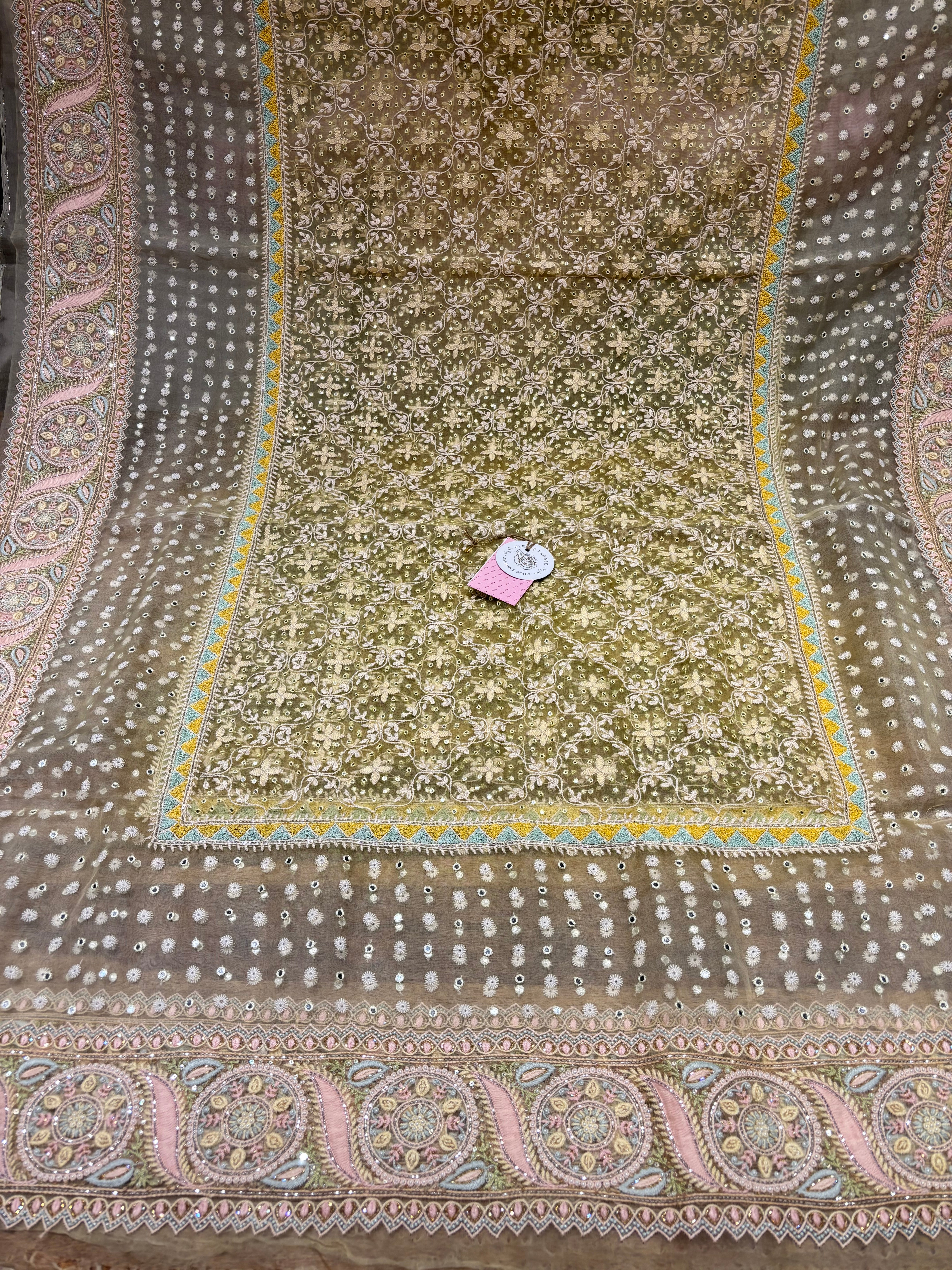 Butter Yellow Pure & Premium Organza Silk Chikankari Kurta & Dupatta Set