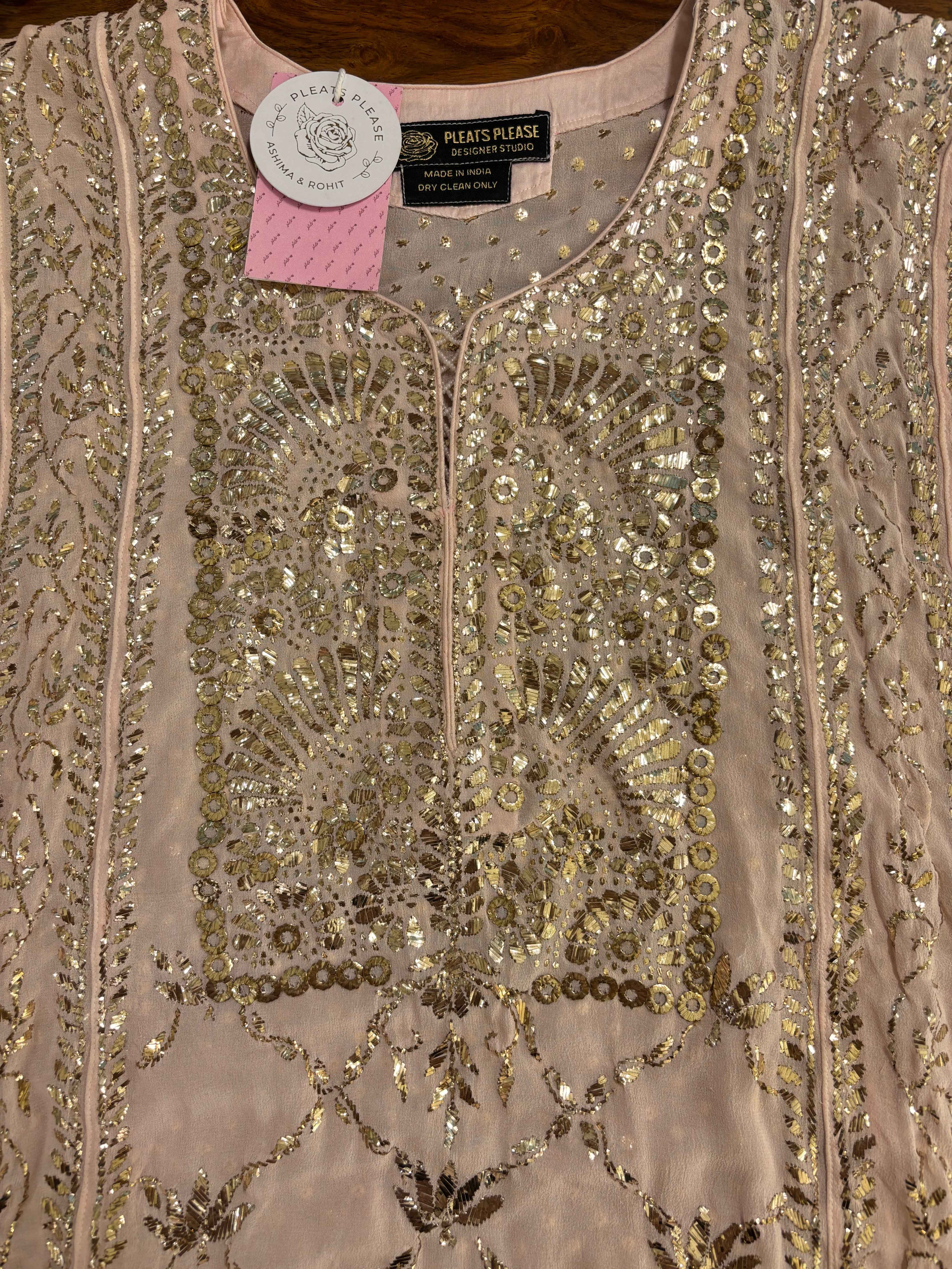 Baby Pink Pure & Premium Georgette Mukaish Jhola & Dupatta