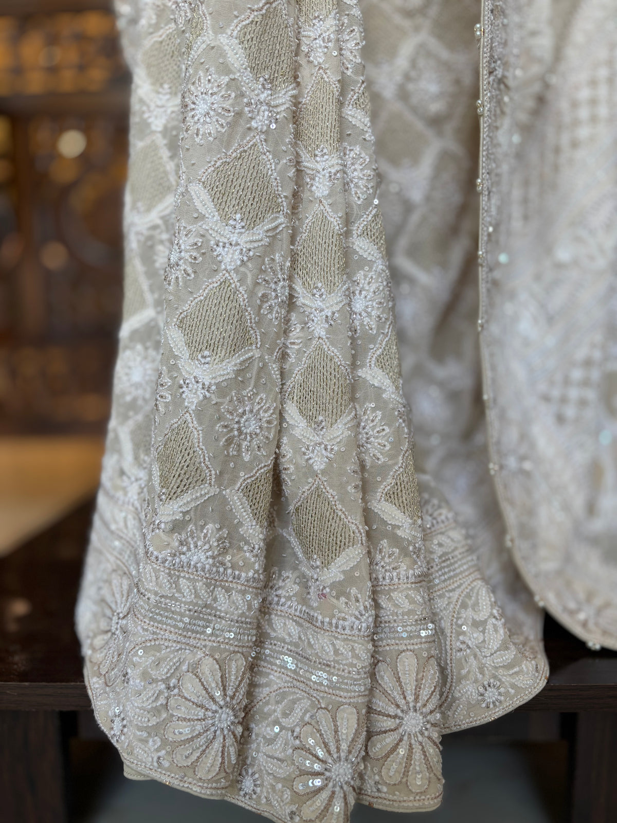 Dyeable Pure & Premium Georgette Kasab Jaal Chikankari Saree