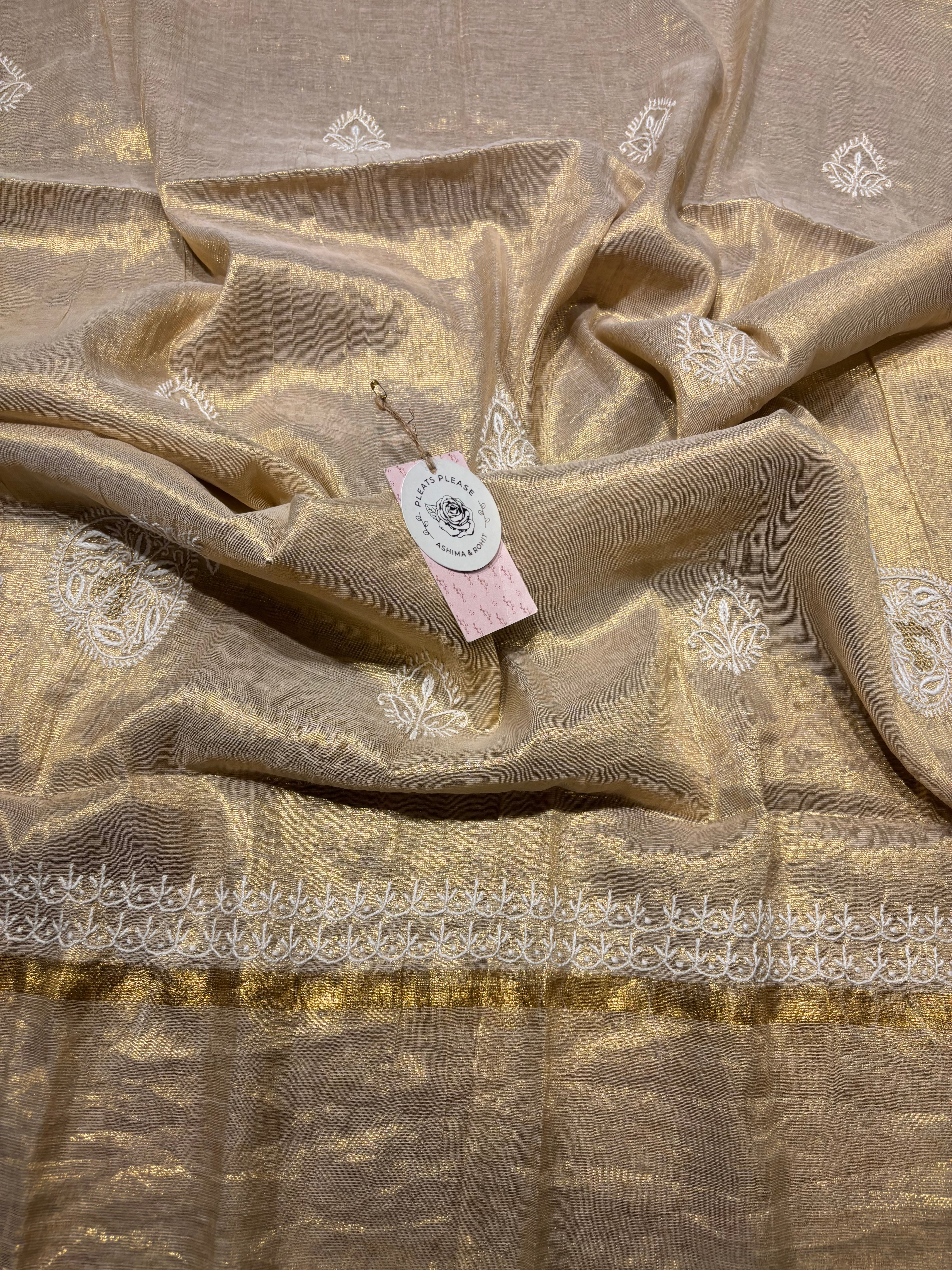 Dyeable Tissue Chikankari Kurta and Dupatta set