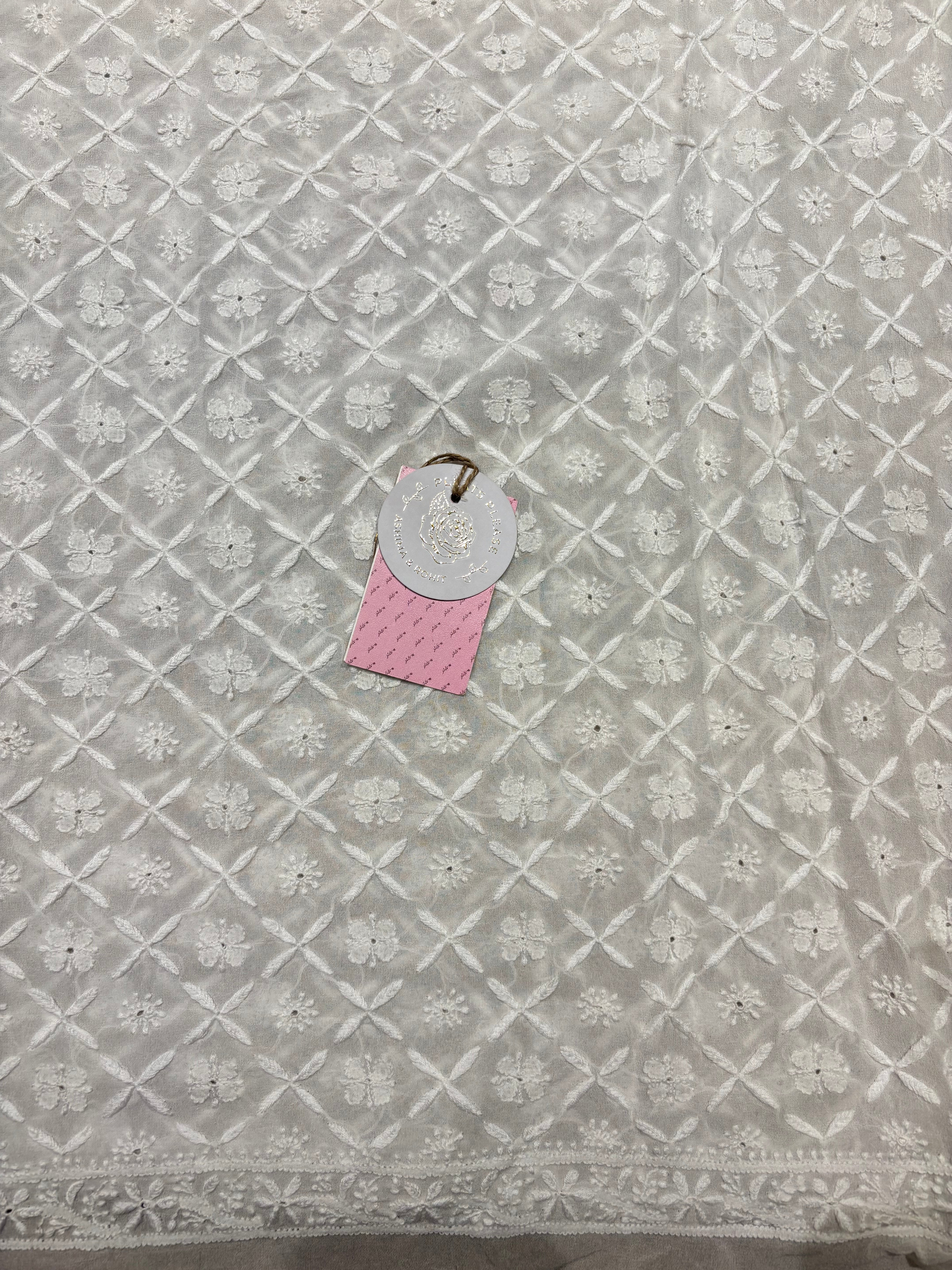 Dyeable Pure and Premium Georgette Chikankari Men’s Kurta Fabric