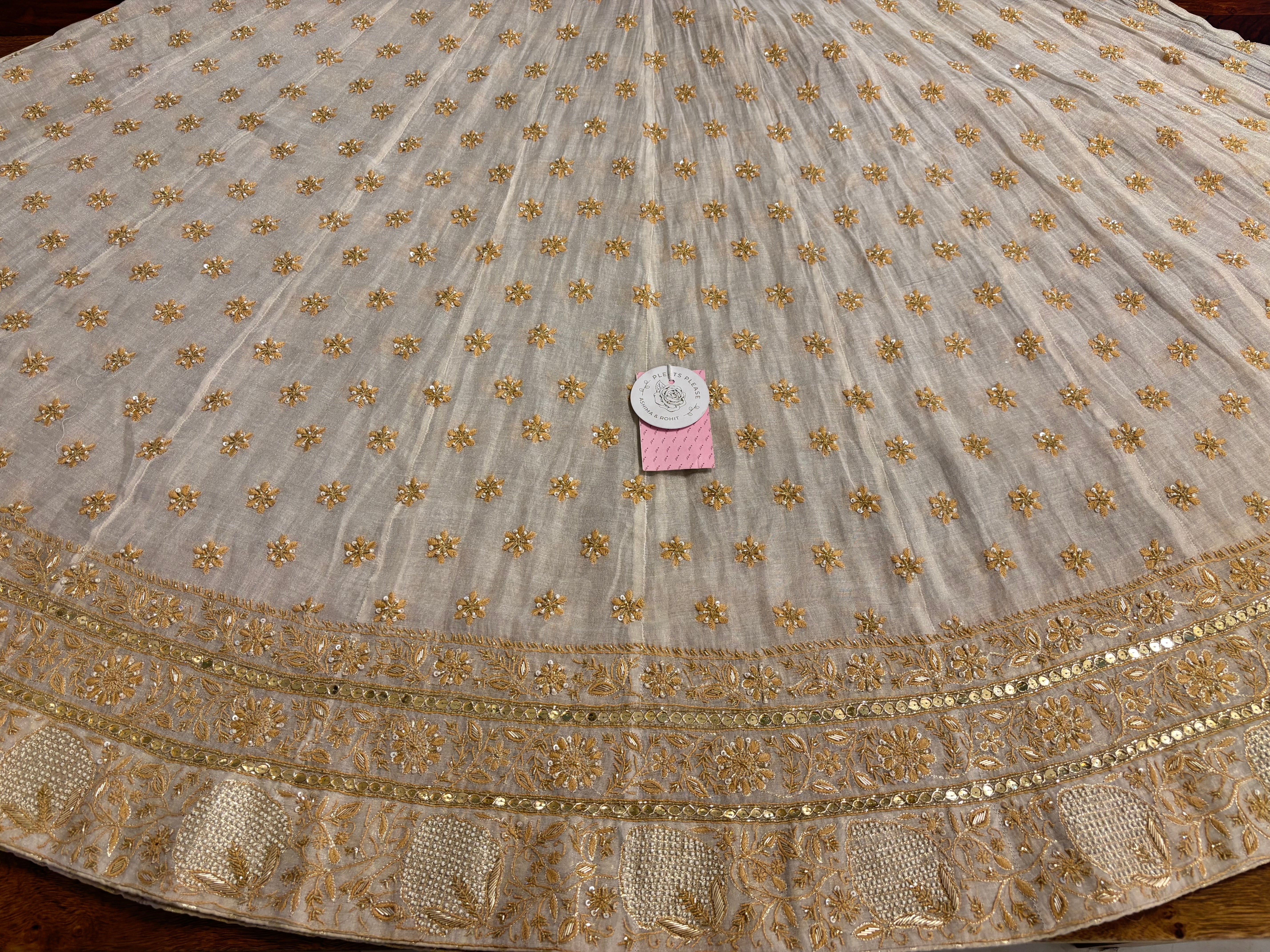 Dyeable Pure & Premium Silver Tissue Chikankari Anarkali & Dupatta Set - Pleats PleaseChikankari