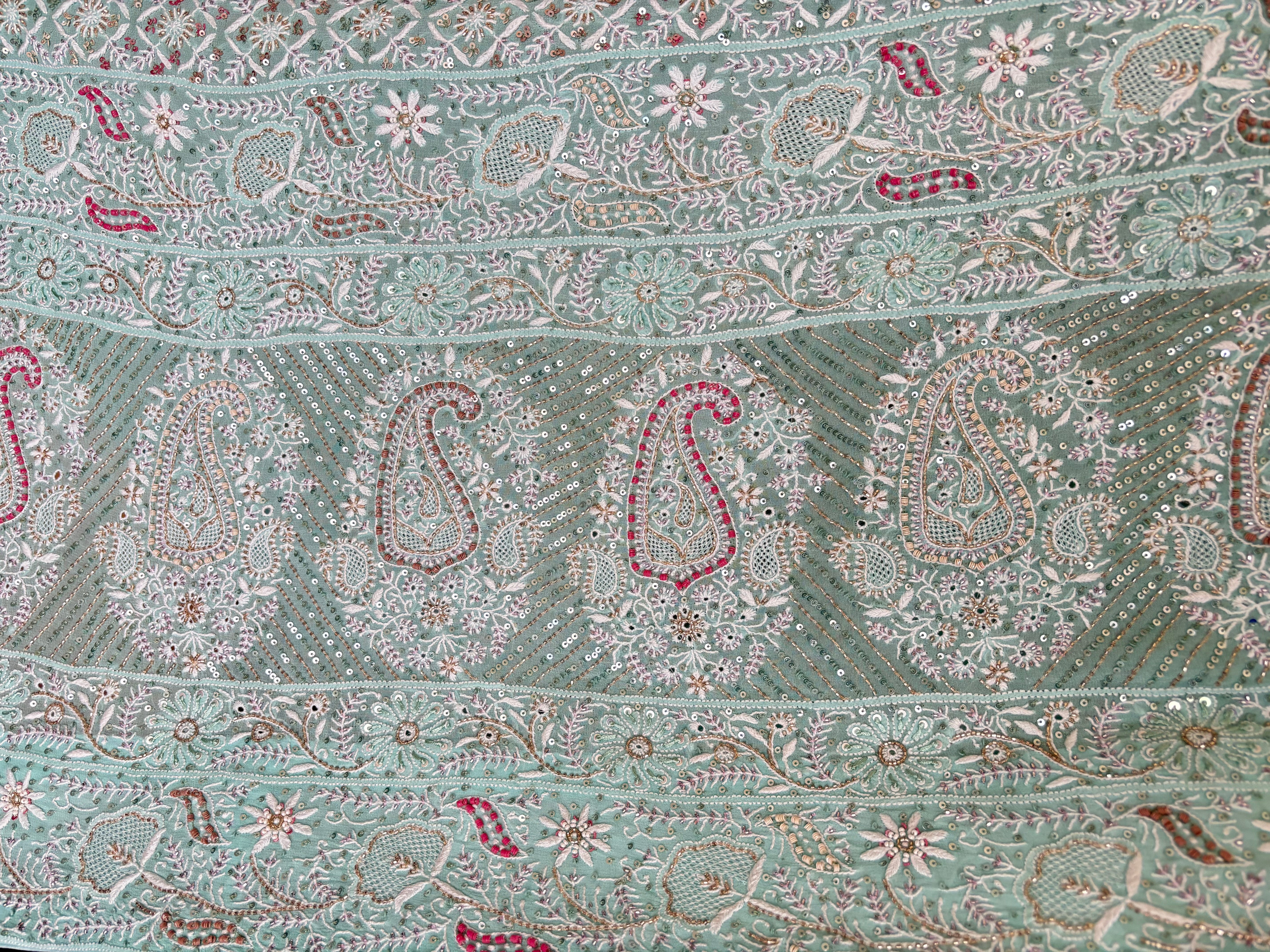 Sea Green Pure & Premium Chikankari Lehenga & Dupatta Set