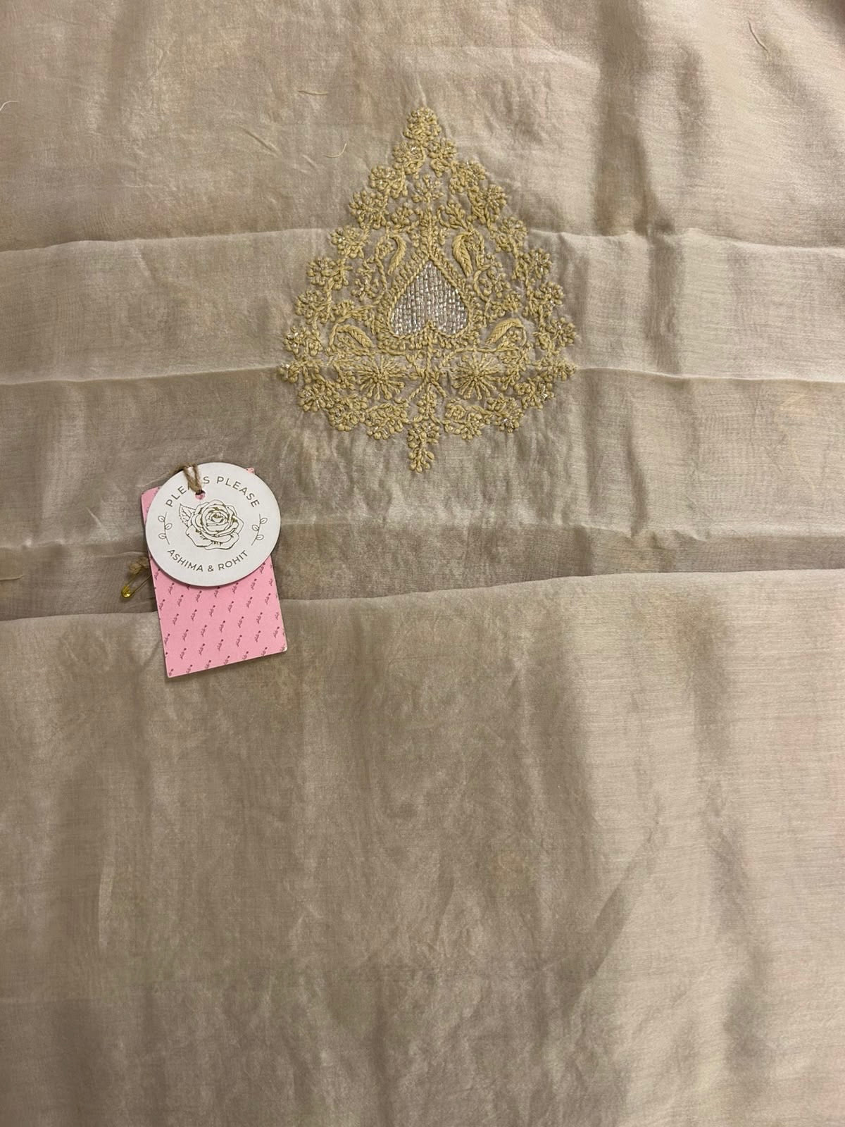 Champagne Chanderi Silk Chikankari Men’s Kurta