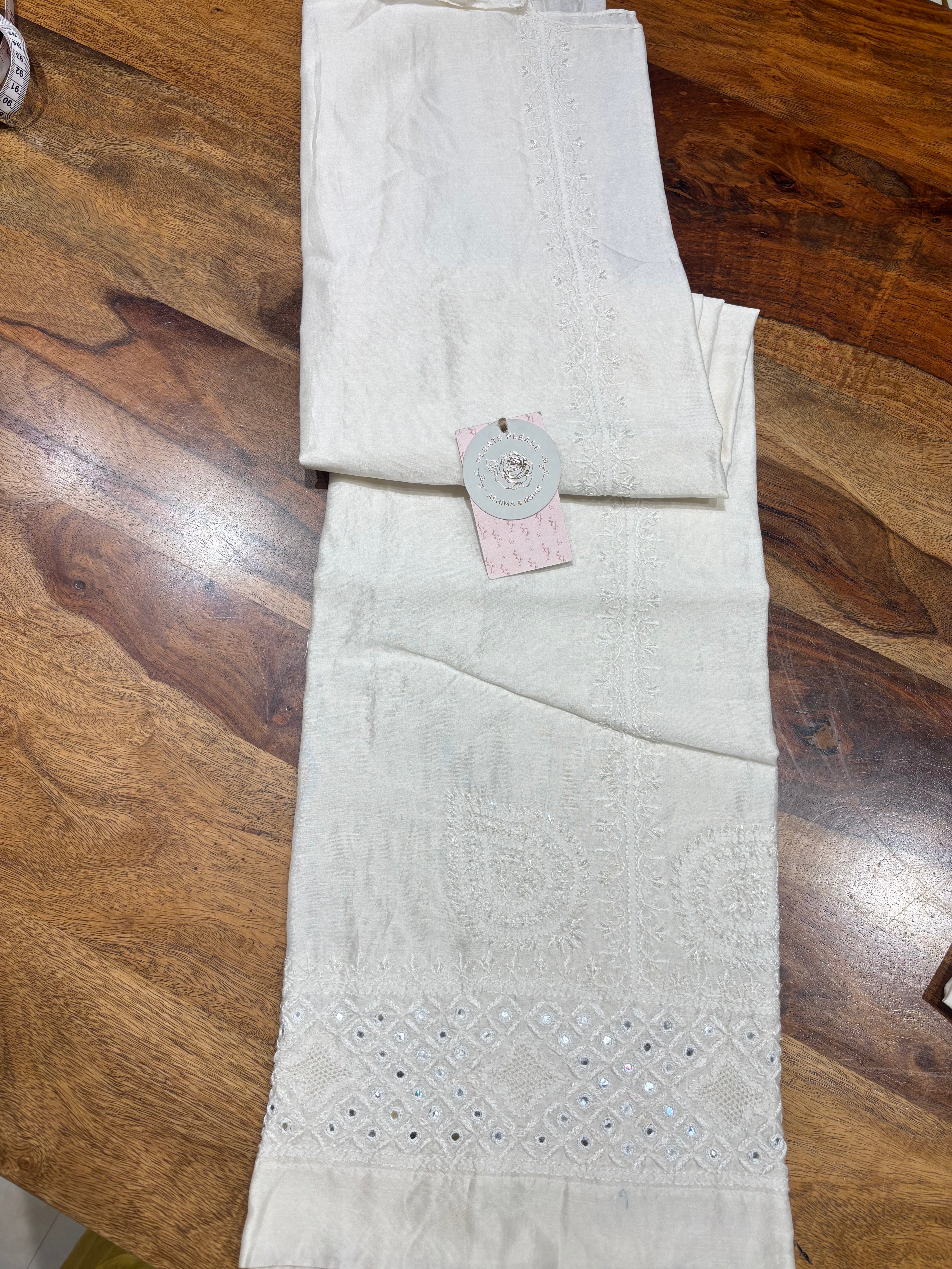 Dyeable Chanderi Silk Chikankari Co-ord Set