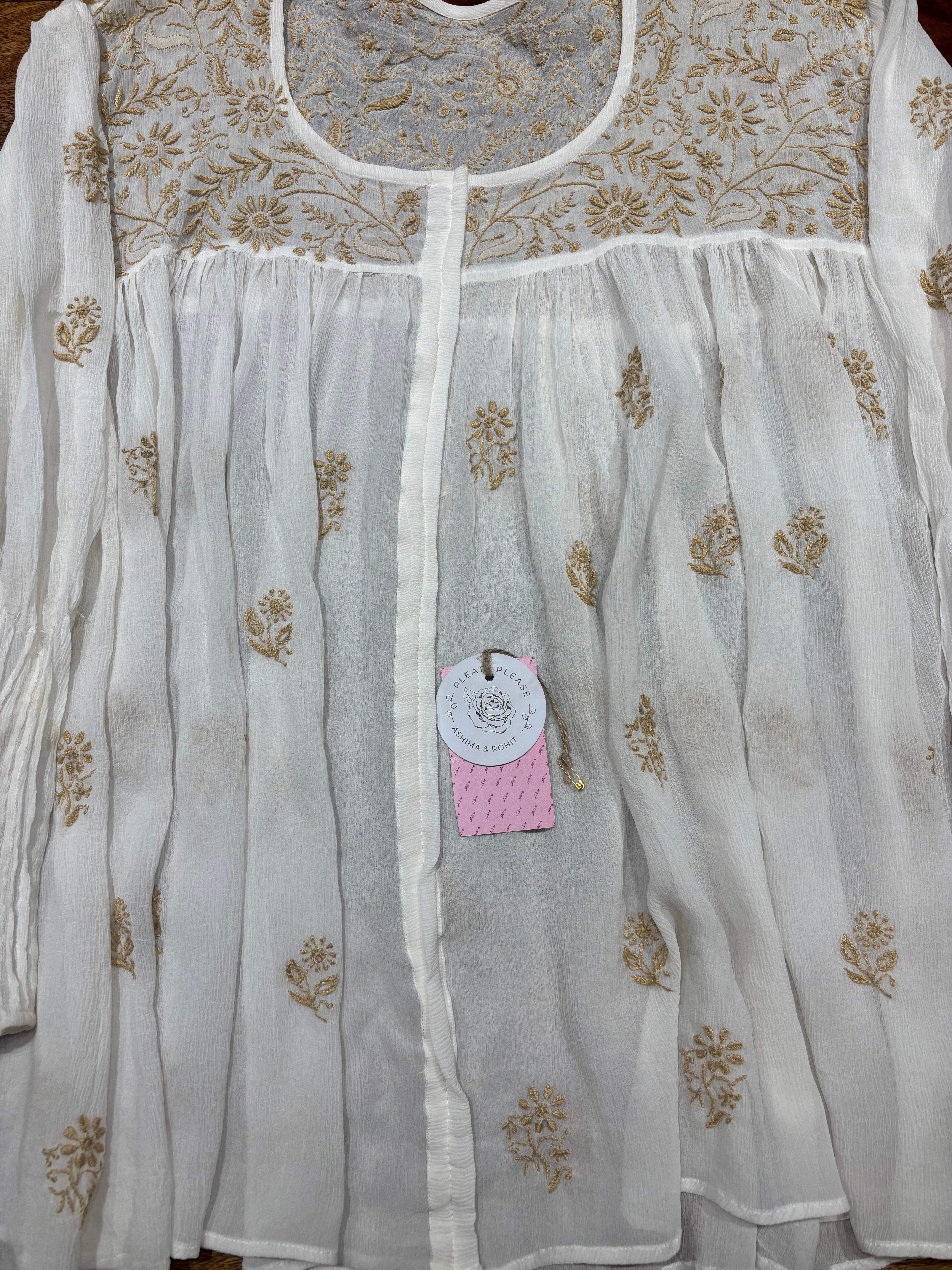 Dyeable Pure and Premium Chiffon Chikankari Top