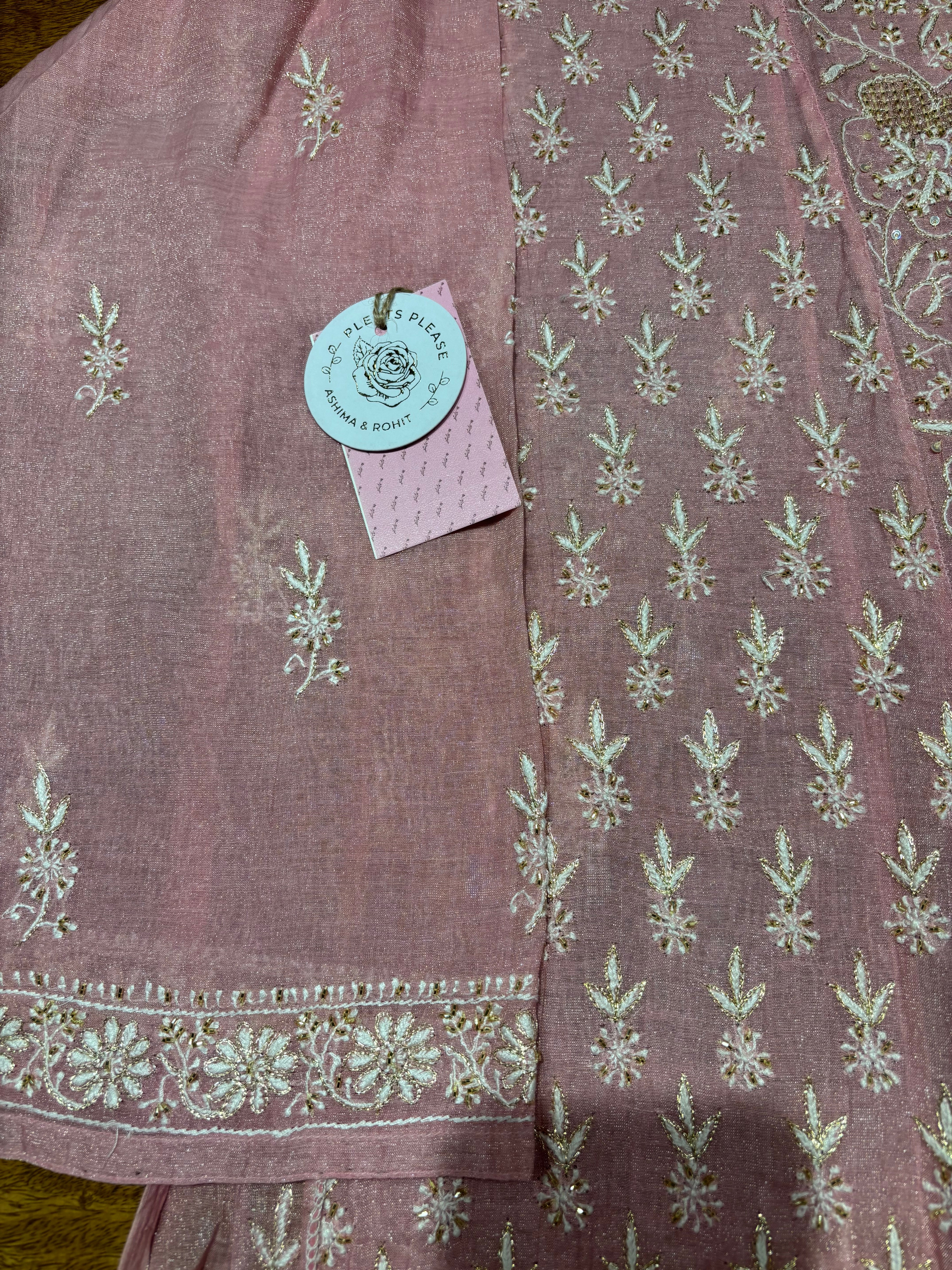 Pink Pure & Premium Tissue Chikankari Kurta & Dupatta Set