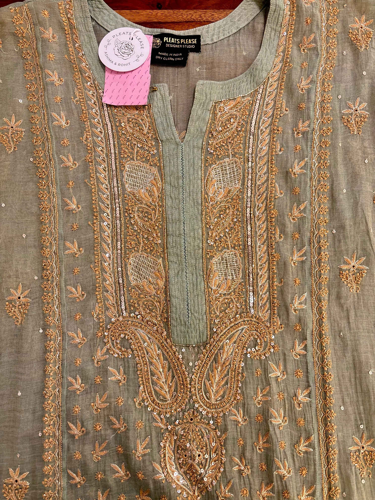 Pistachio Green Pure & Premium Tissue Chikankari Kurta & Dupatta