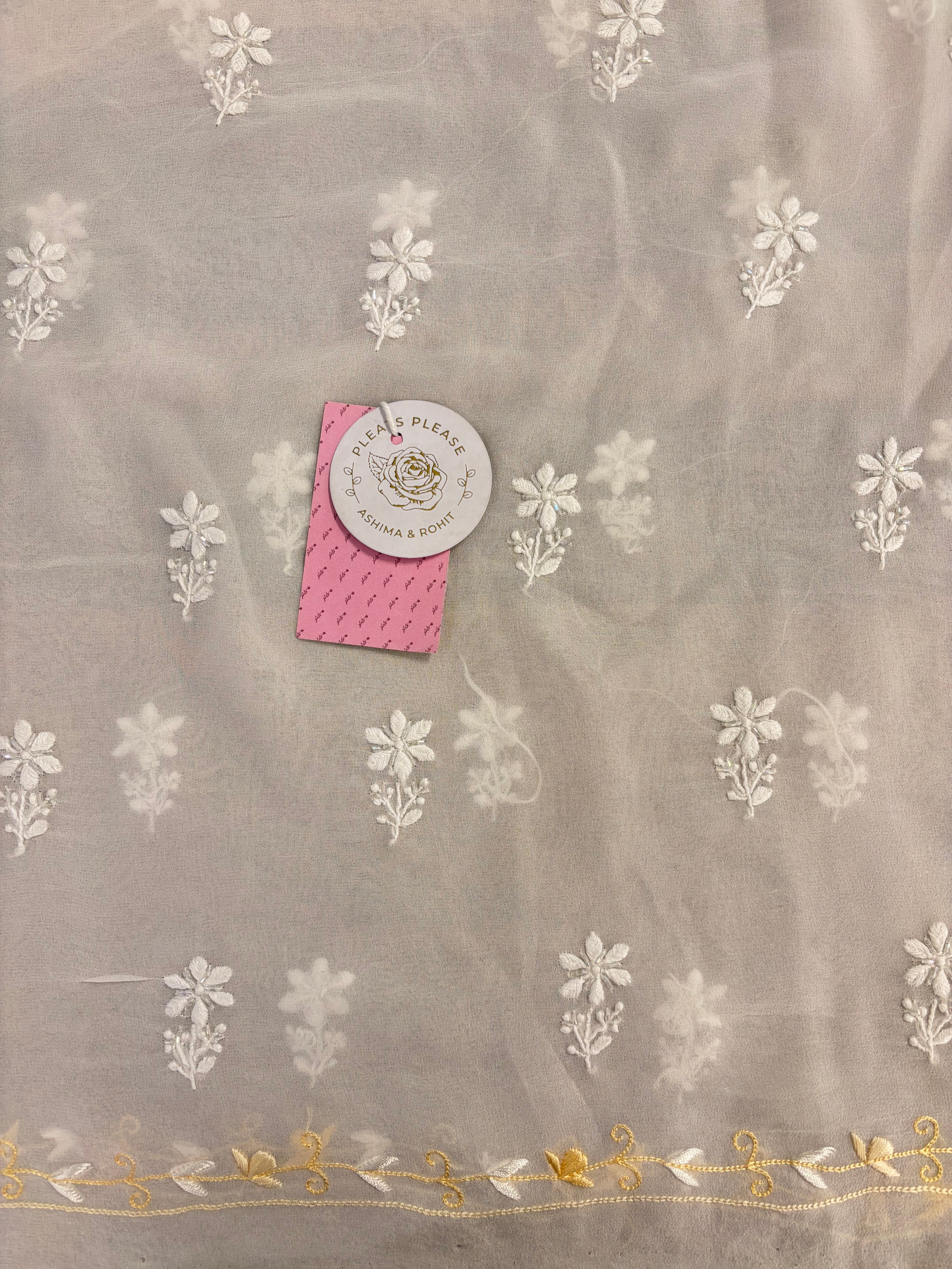 Dyeable Pure & Premium Georgette Chikankari Kurta & Dupatta