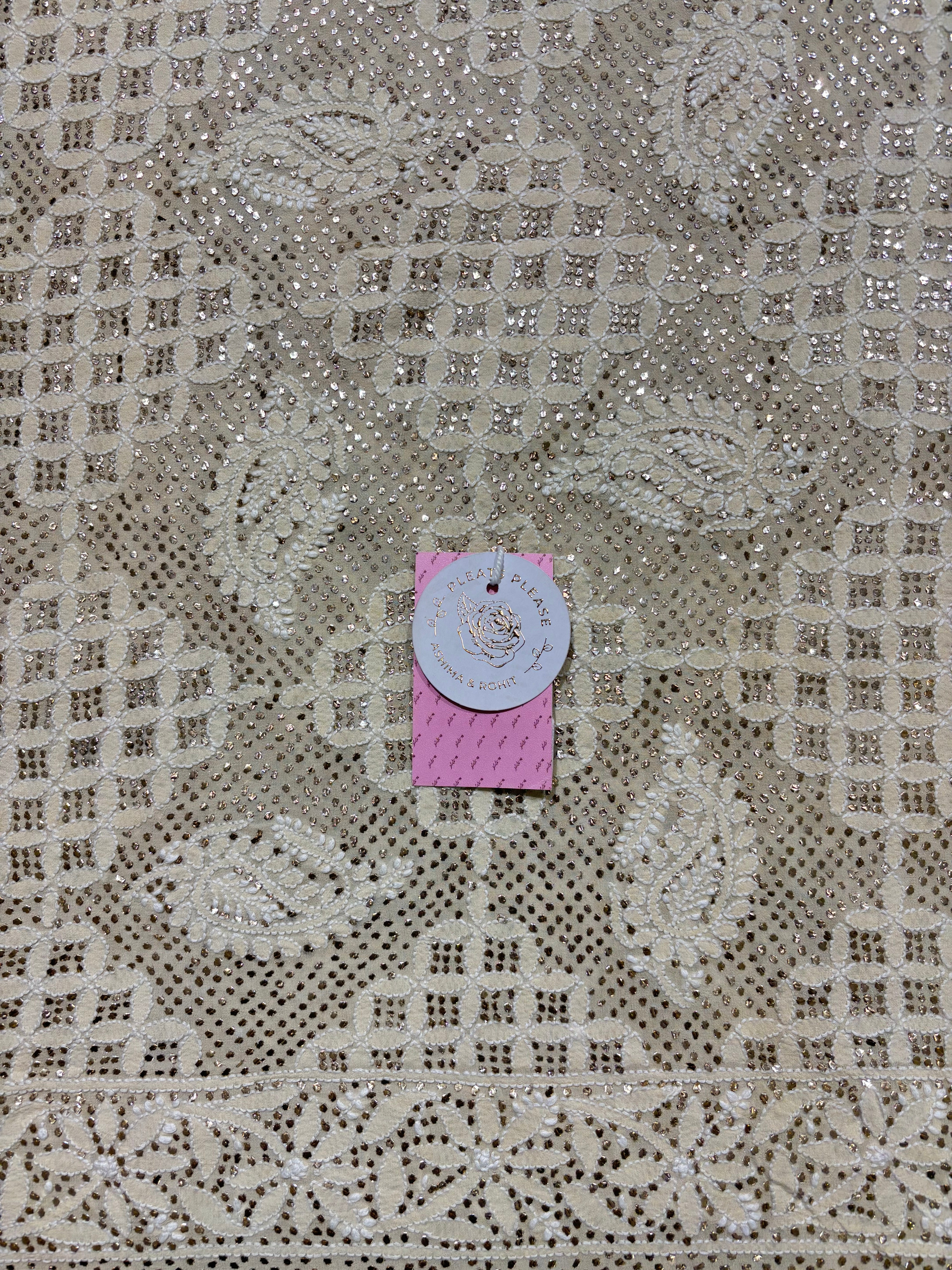 Dyeable Pure & Premium Georgette Mukaish Chikankari Dupatta - Pleats PleaseChikankari