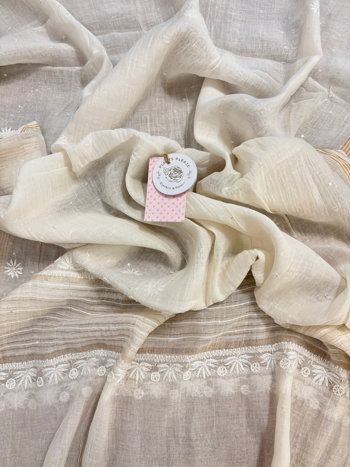 Dyeable Chanderi Mul Chikankari Kurta & Dupatta