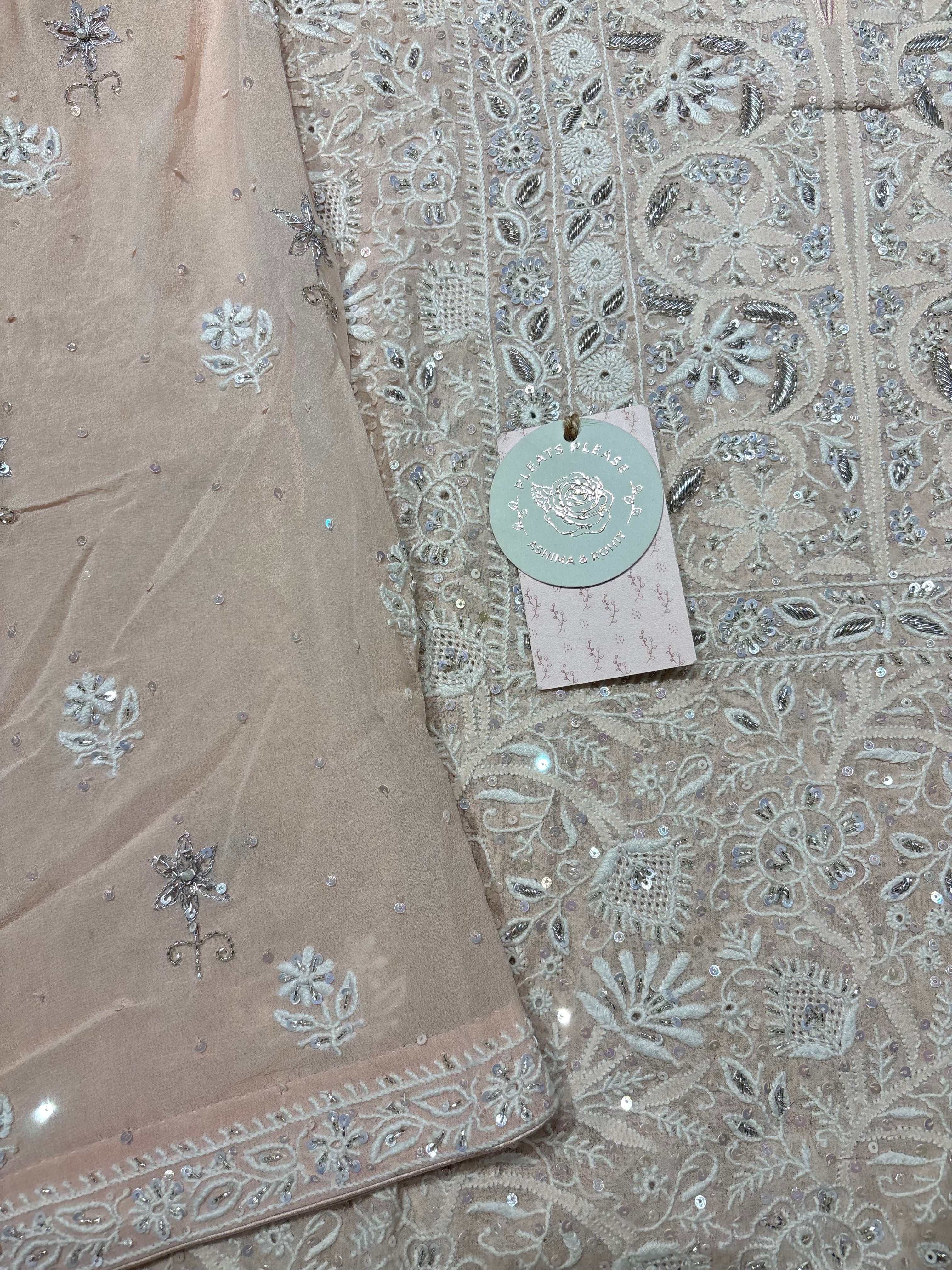 Soft Pink Pure and Premium Georgette Chikankari Kurta and Dupatta set