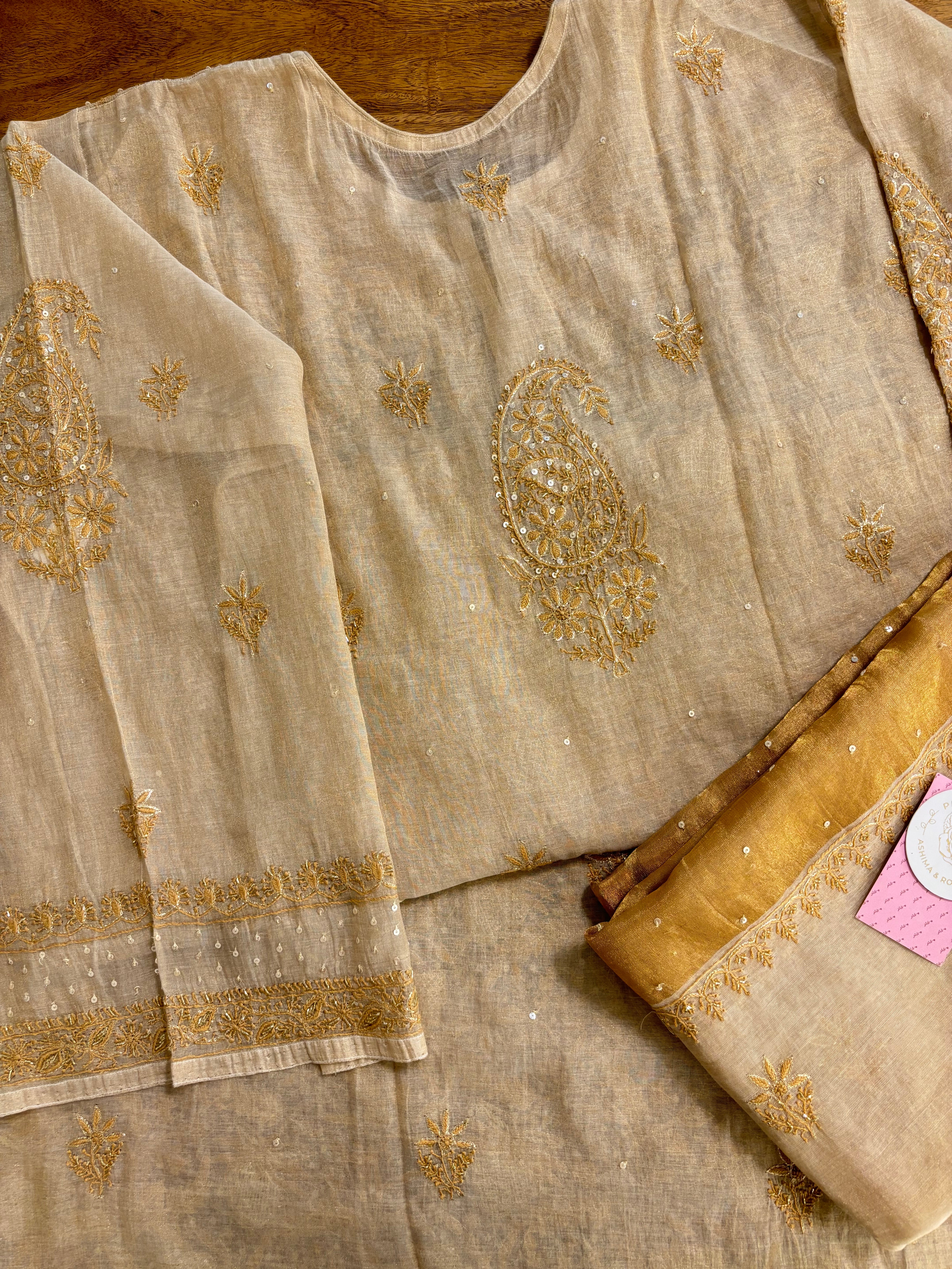 Dyeable Pure Tissue Heavy Jaal Chikankari Kurta & Dupatta
