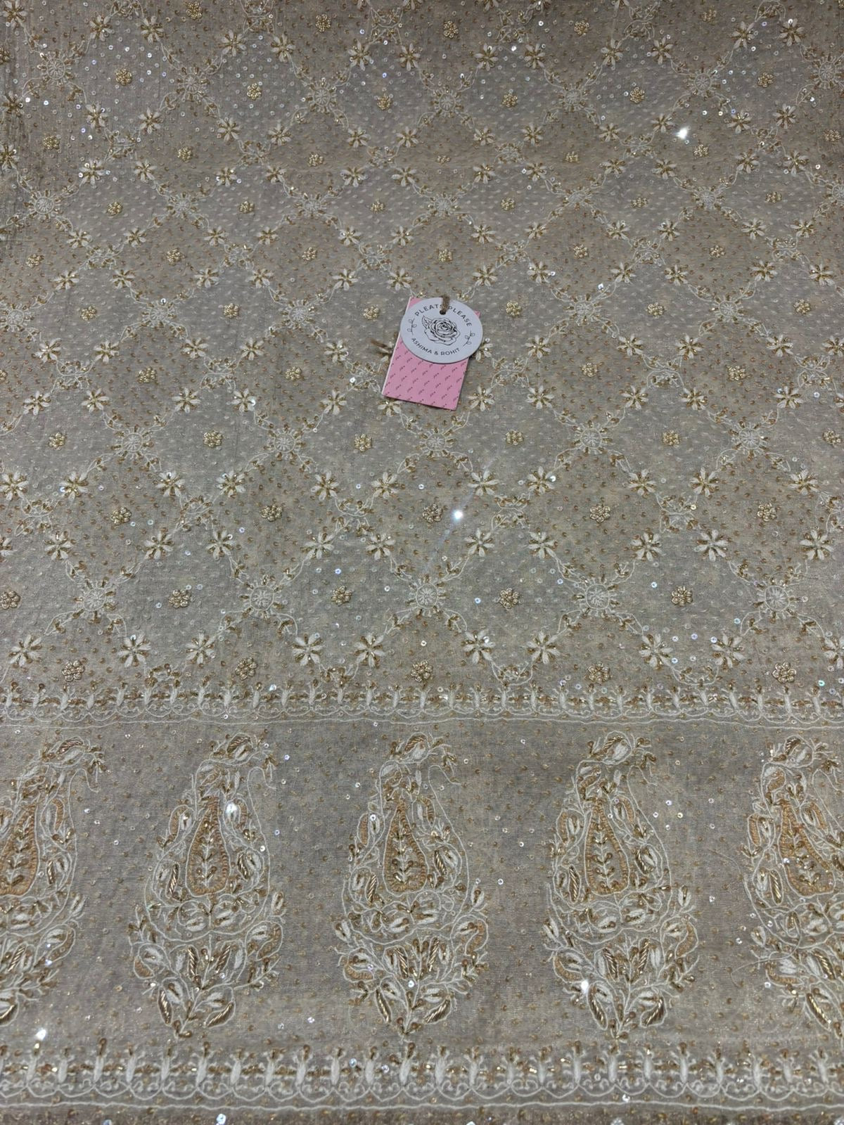 Dyeable Pure & Premium Silver Tissue Chikankari Kurta & Dupatta Set